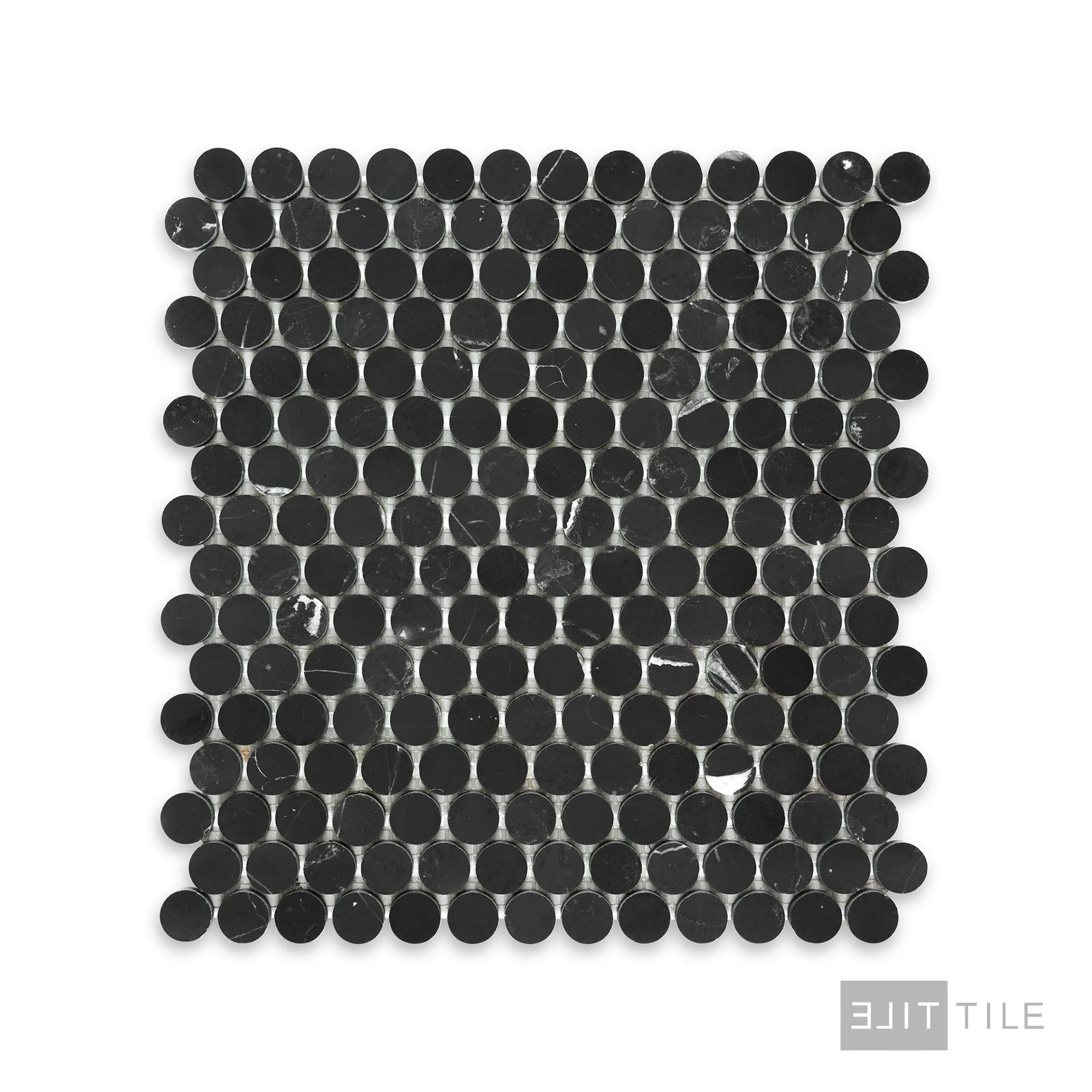 Negro Marquina Marble 3/4" Penny Round Honed Mosaic - Image 2