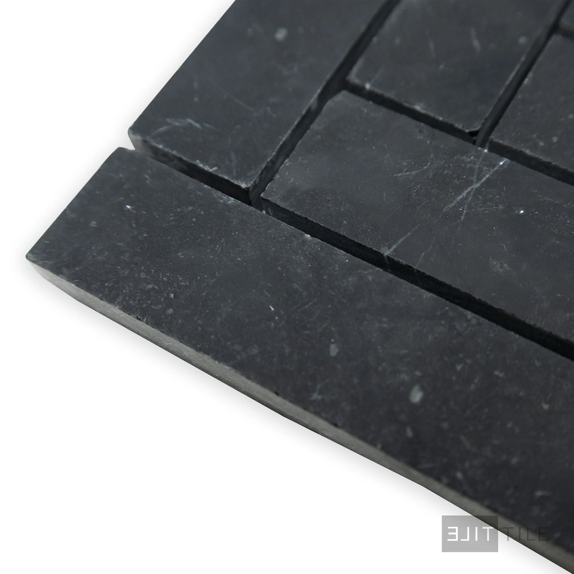 Negro Marquina Marble 1X4 Herringbone Honed Mosaic - Image 3