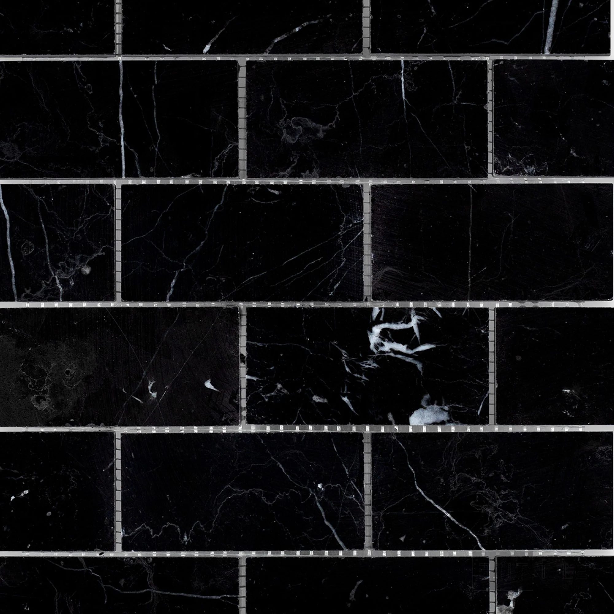 Negro Marquina Marble 2X4 Brick Honed Mosaic