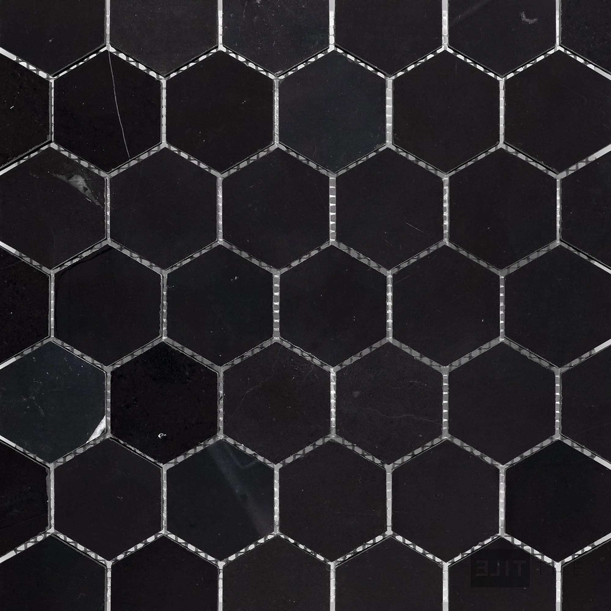 Negro Marquina Marble 2" Hexagon Honed Mosaic