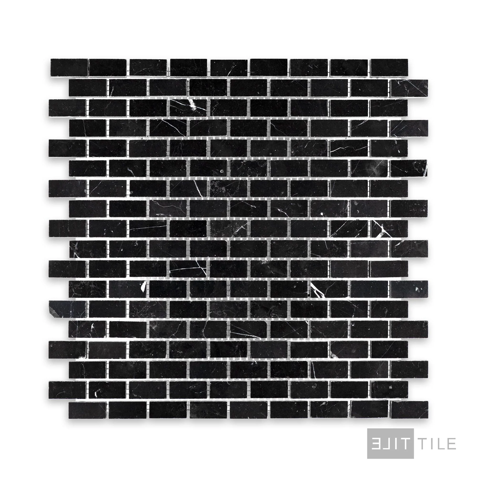 Negro Marquina Marble 5/8X1-1/4 Brick Honed Mosaic - Image 2