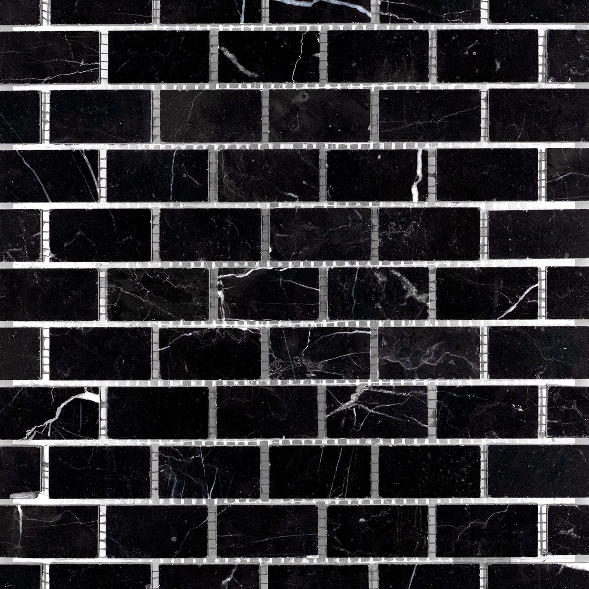 Negro Marquina Marble 1X2 Brick Honed Mosaic