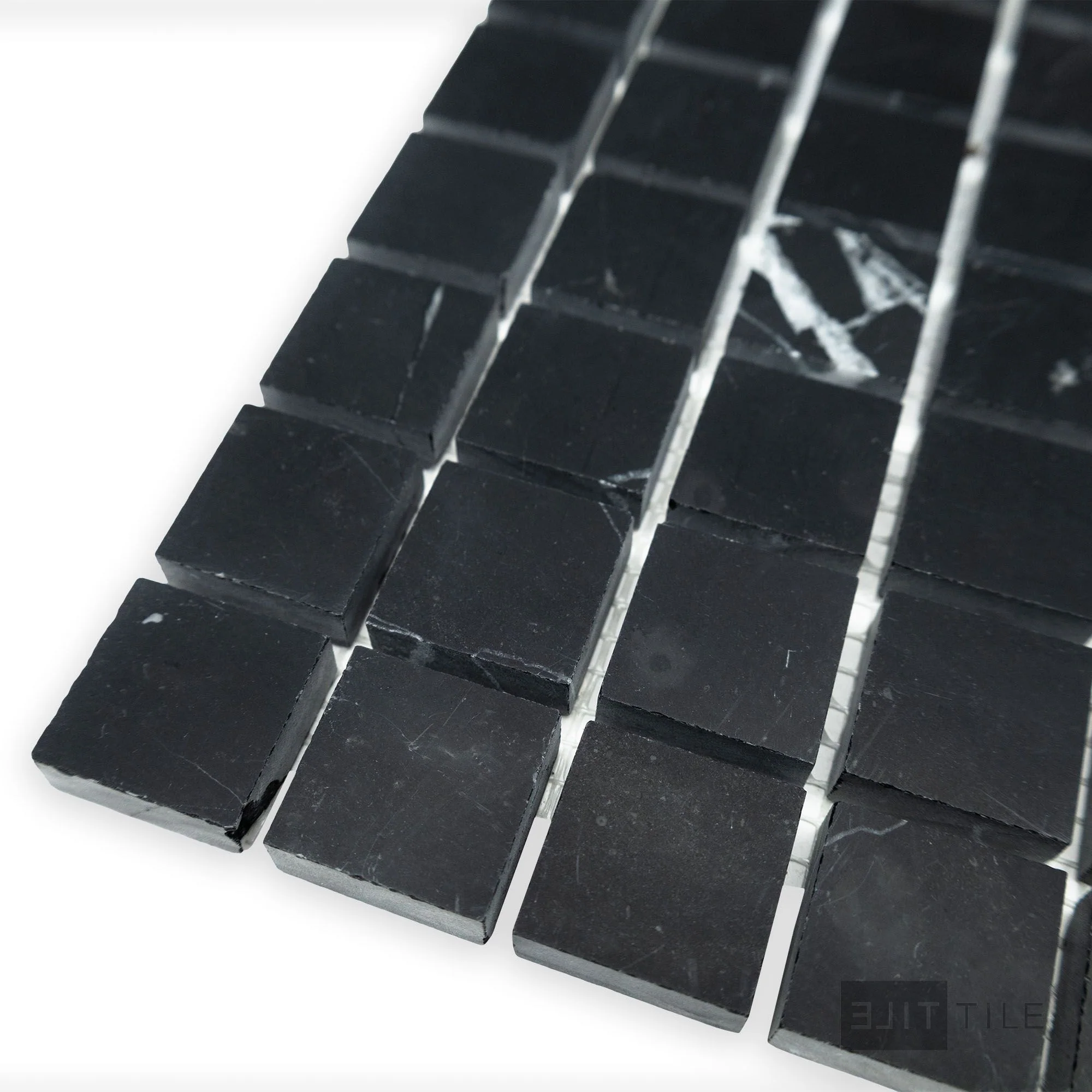 Negro Marquina Marble 1" Square Honed Mosaic - Image 3