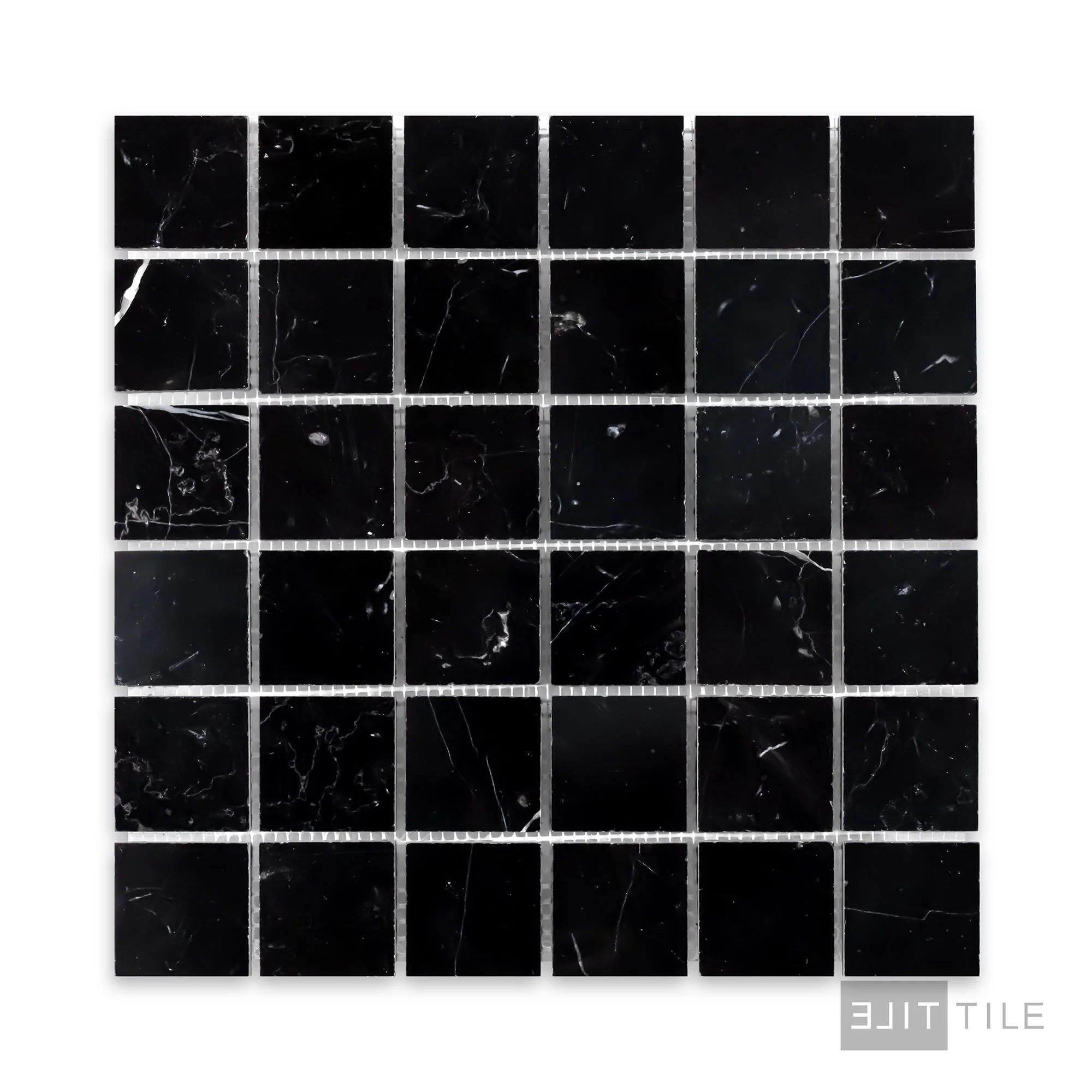 Negro Marquina Marble 2" Square Honed Mosaic - Image 2