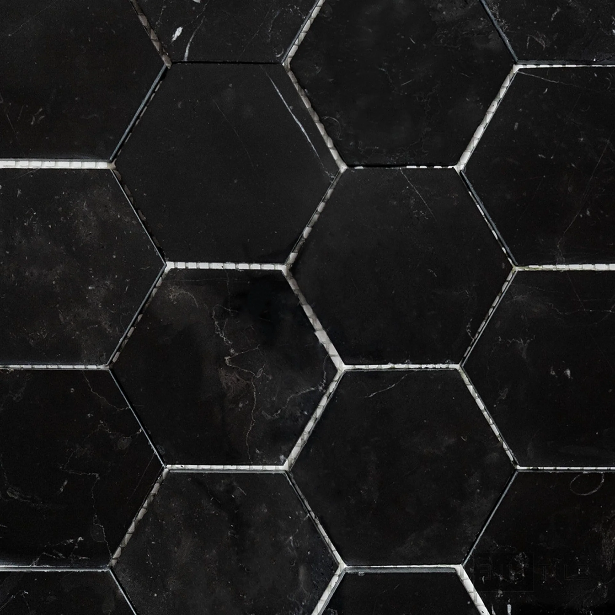 Negro Marquina Marble 3" Hexagon Polished Mosaic
