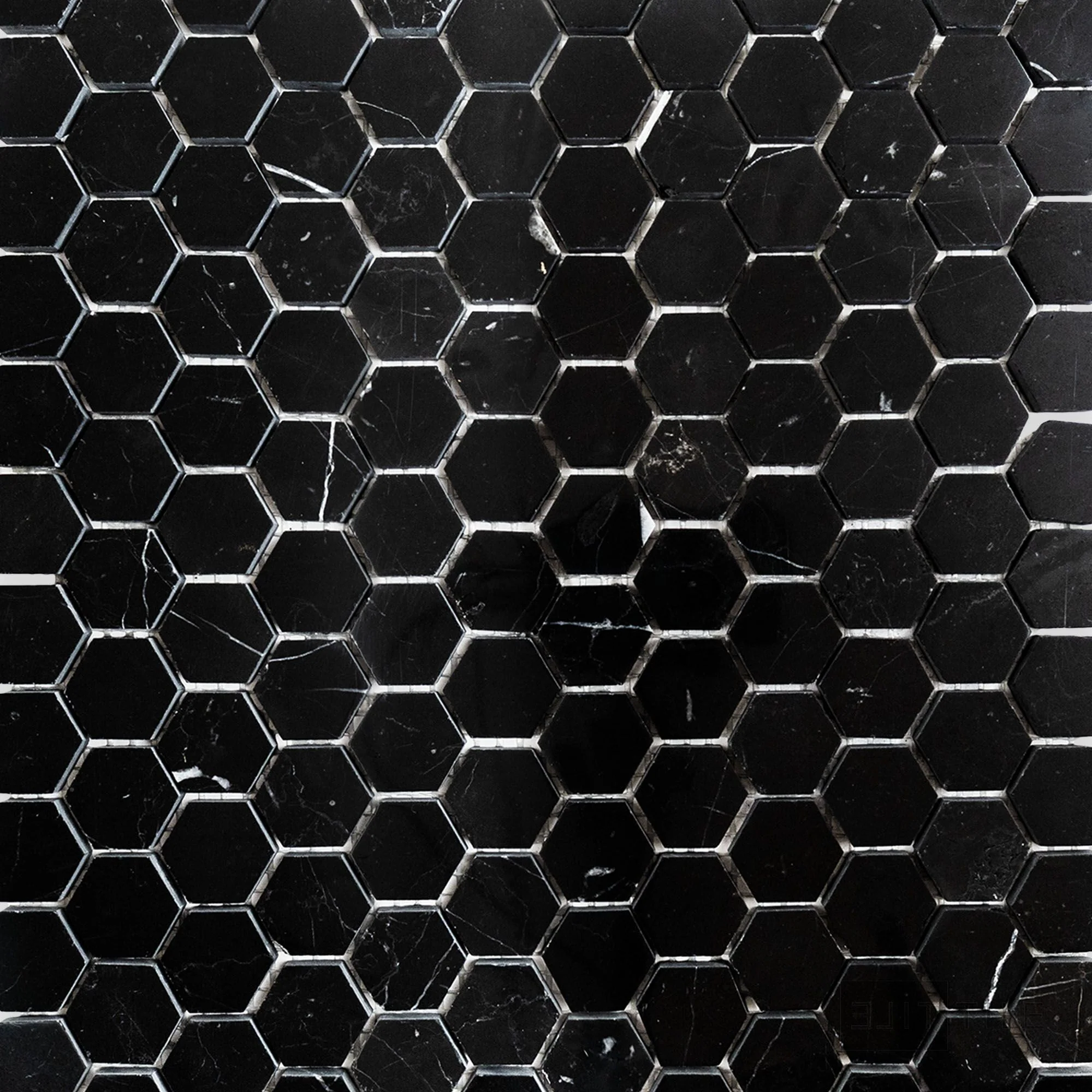 Negro Marquina Marble 1" Hexagon Polished Mosaic