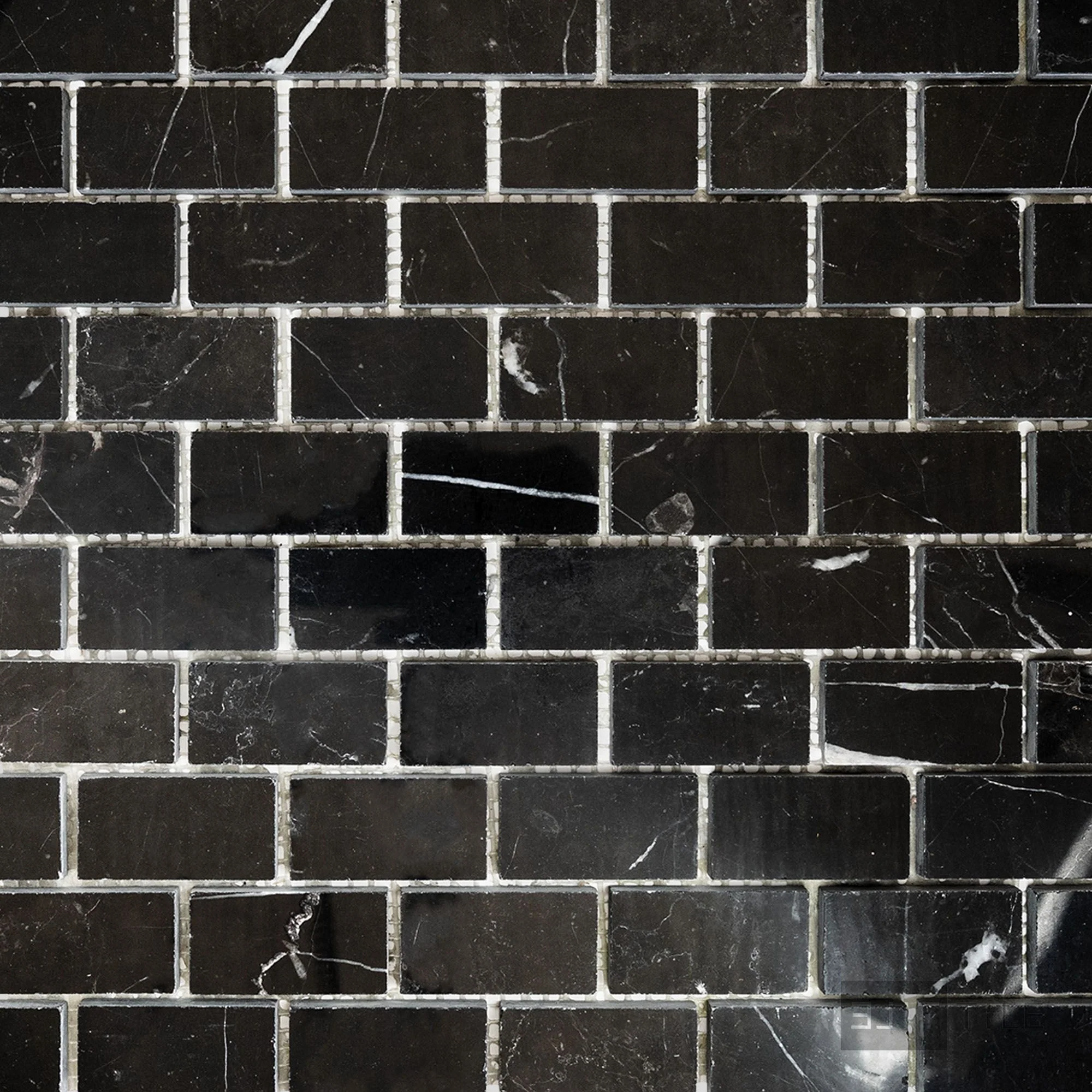 Negro Marquina Marble 1X2 Brick Polished Mosaic