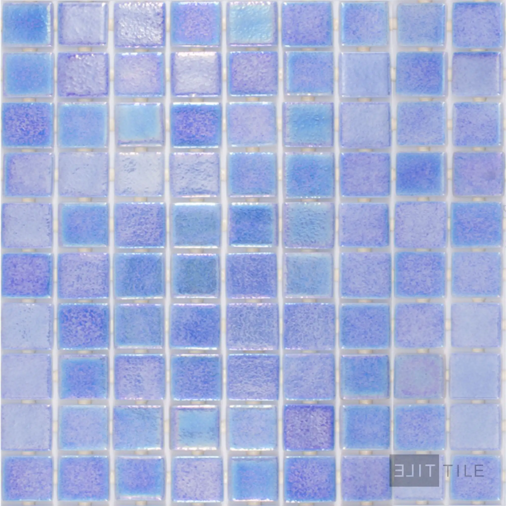 Opalescent Pool Rated Square Glass Mosaic 12X18 Cielo Azul Glossy