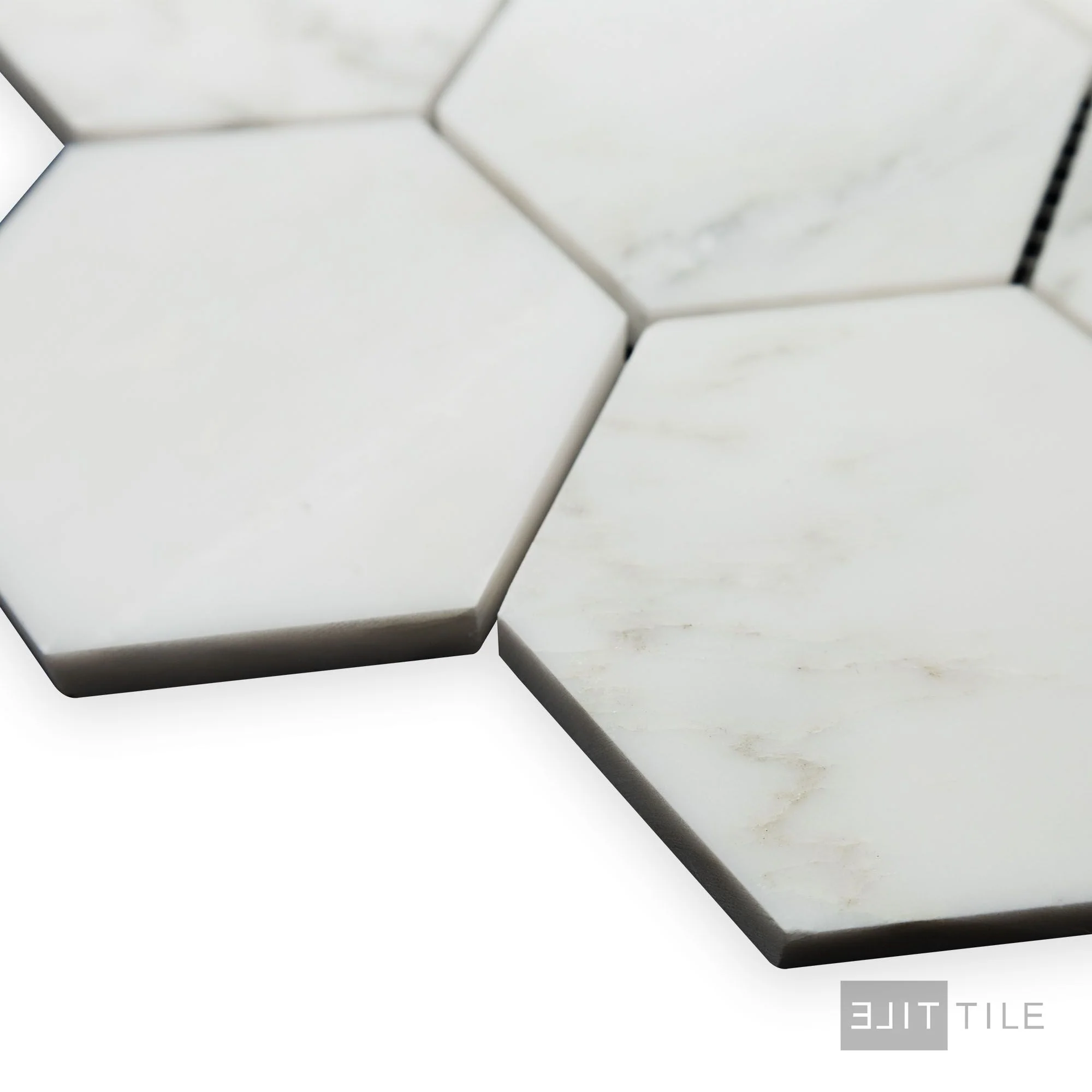 Oriental White Marble 3" Hexagon Honed Mosaic - Image 3
