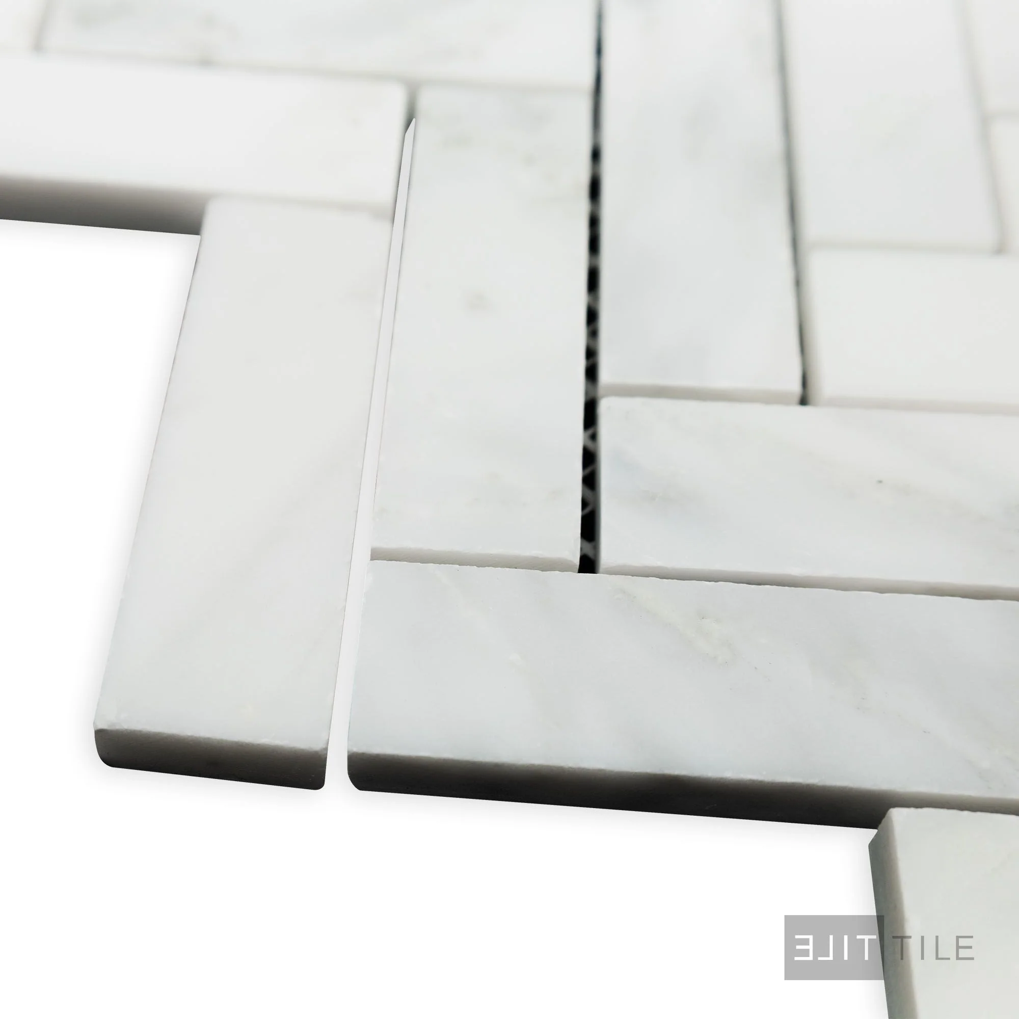Oriental White Marble 1X3 Herringbone Honed Mosaic - Image 4