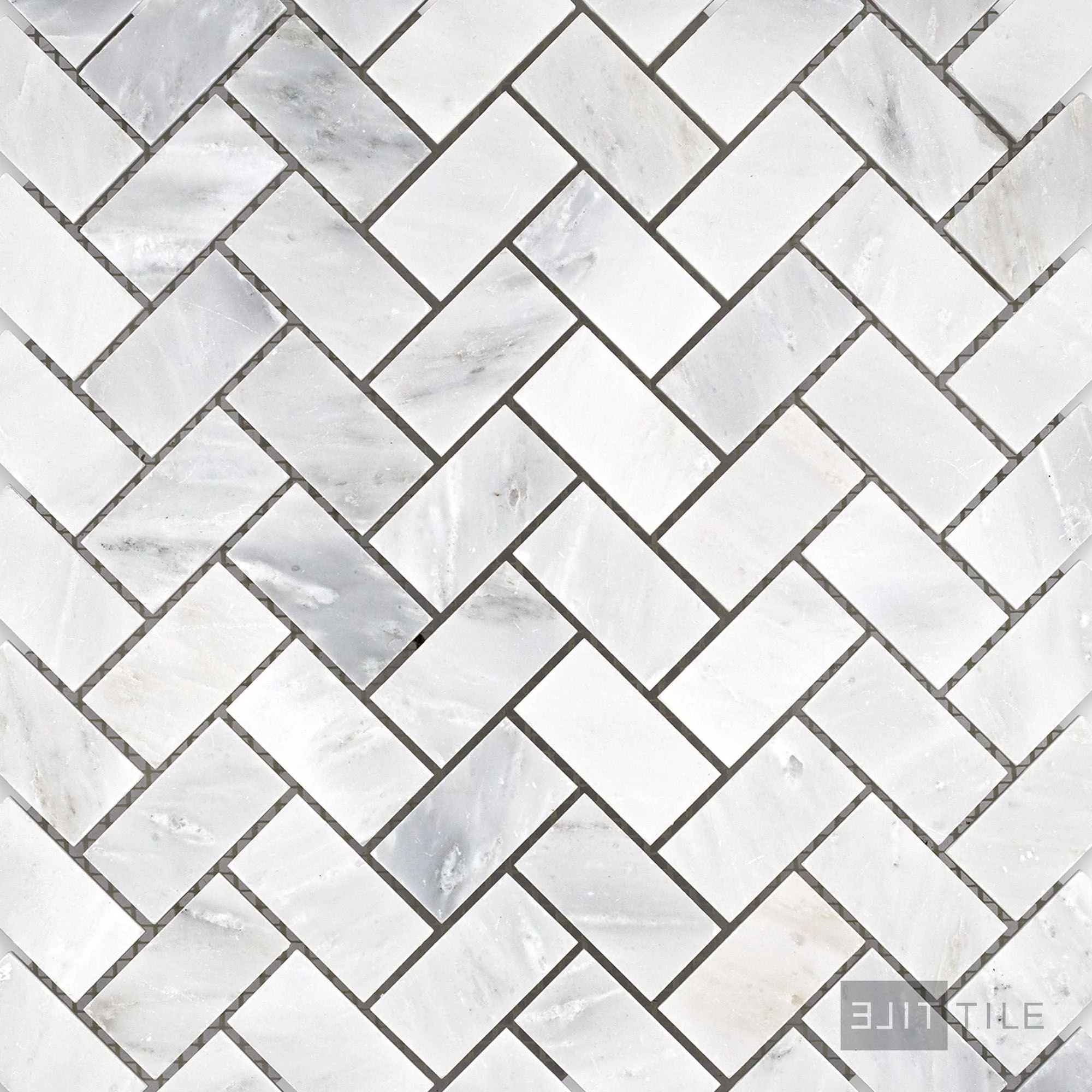 Oriental White Marble 1X2 Herringbone Honed Mosaic