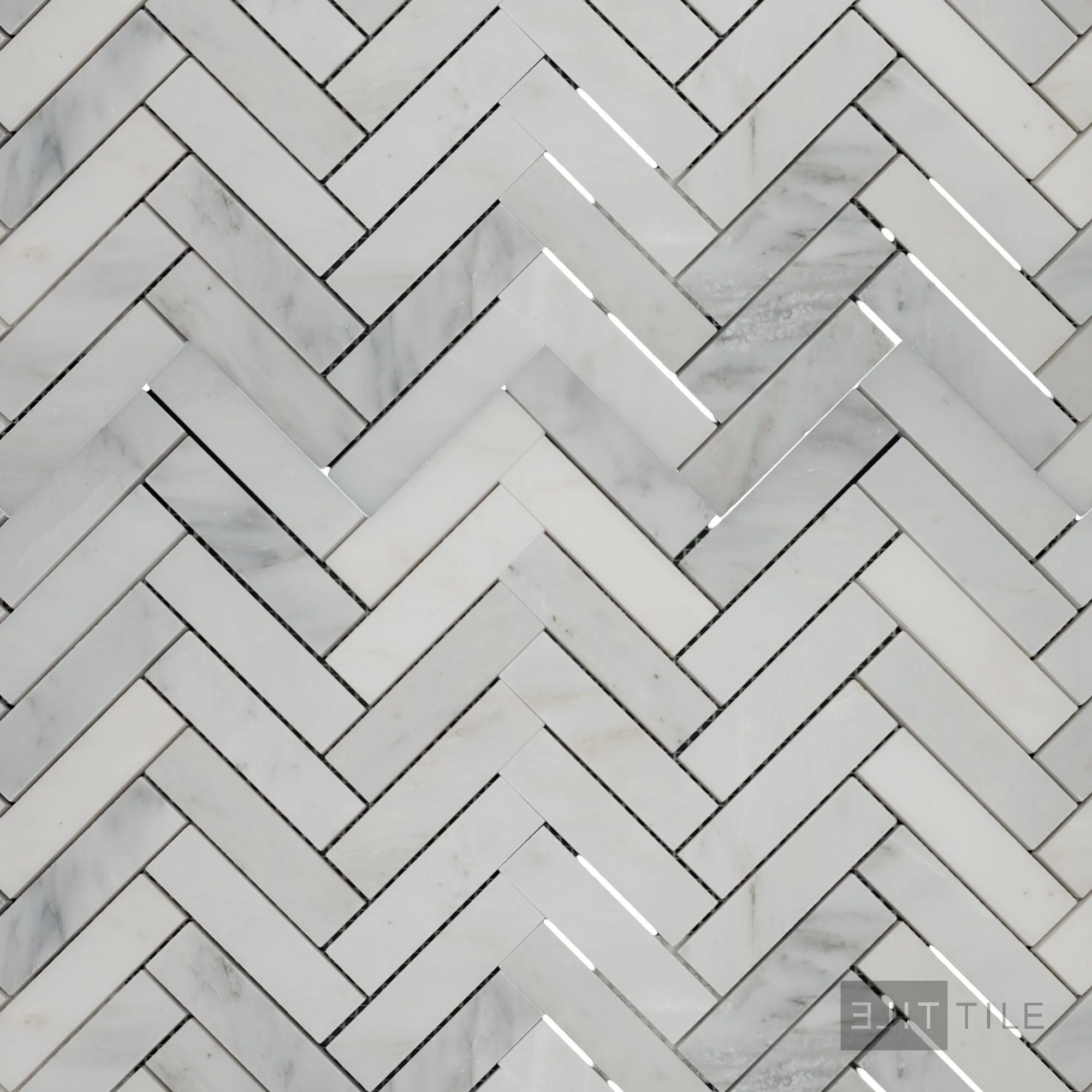 Oriental White Marble 1X4 Herringbone Honed Mosaic