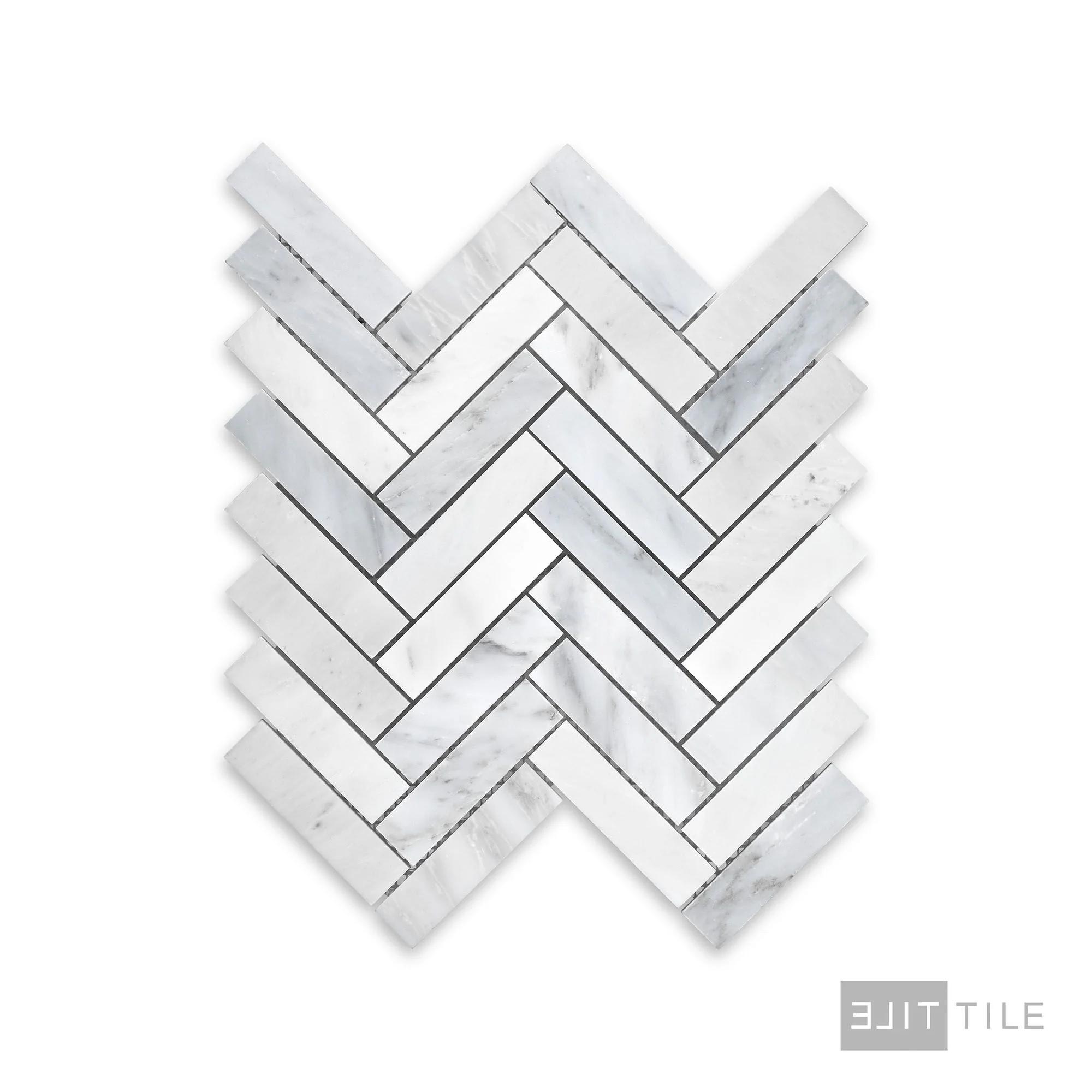 Oriental White Marble 1X4 Herringbone Honed Mosaic - Image 2