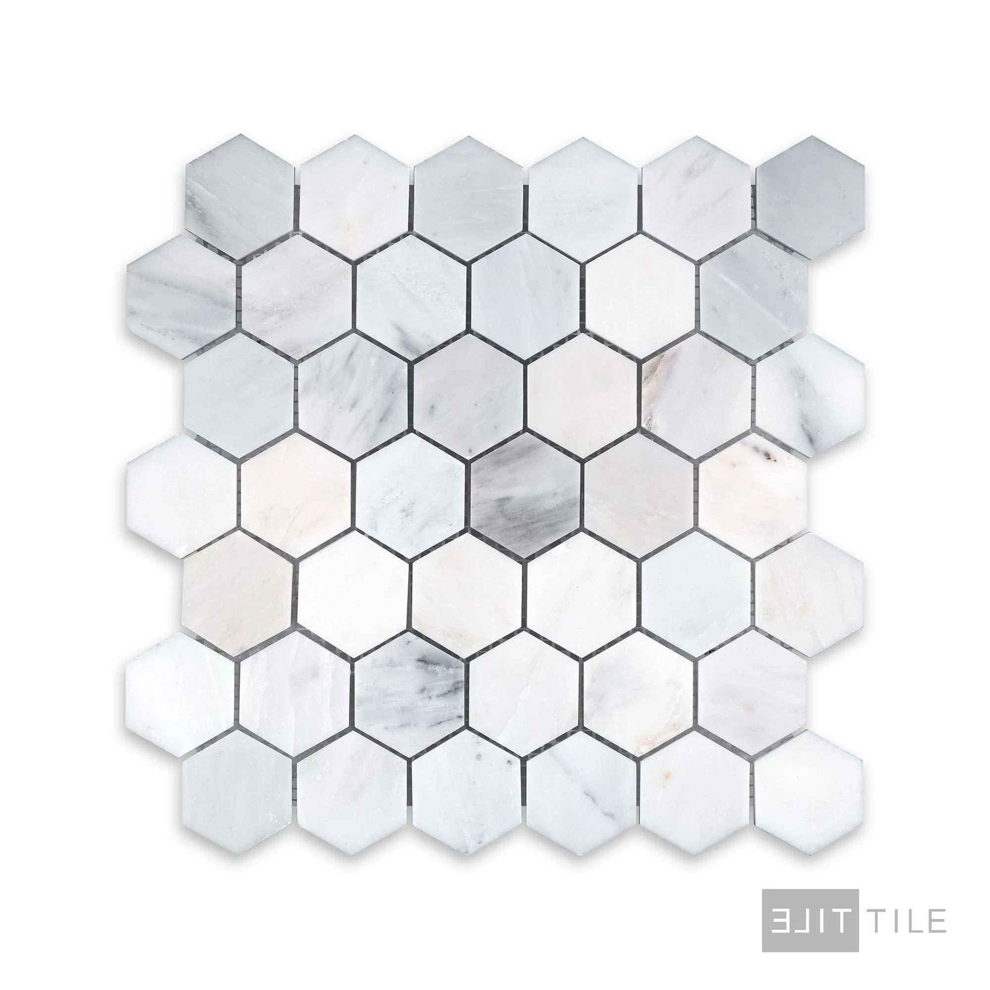 Oriental White Marble 2" Hexagon Honed Mosaic - Image 2