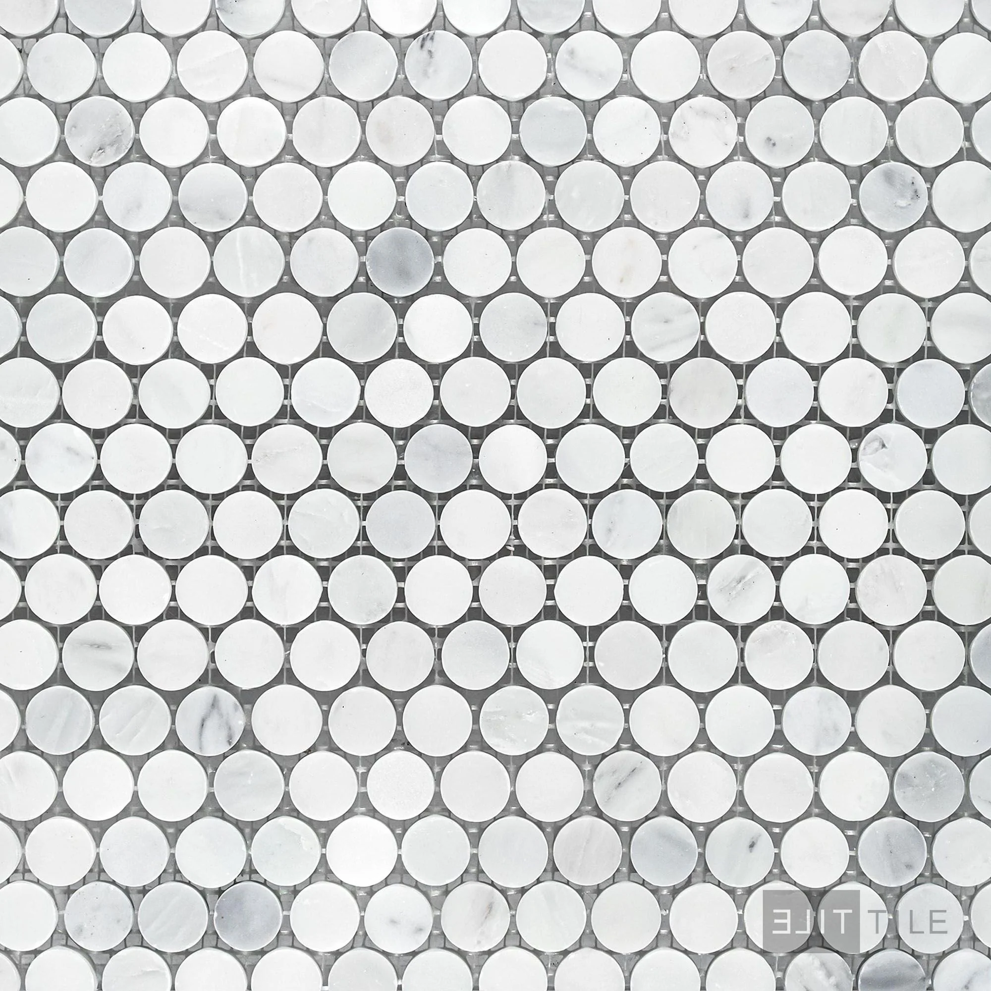 Oriental White Marble 3/4" Penny Round Honed Mosaic