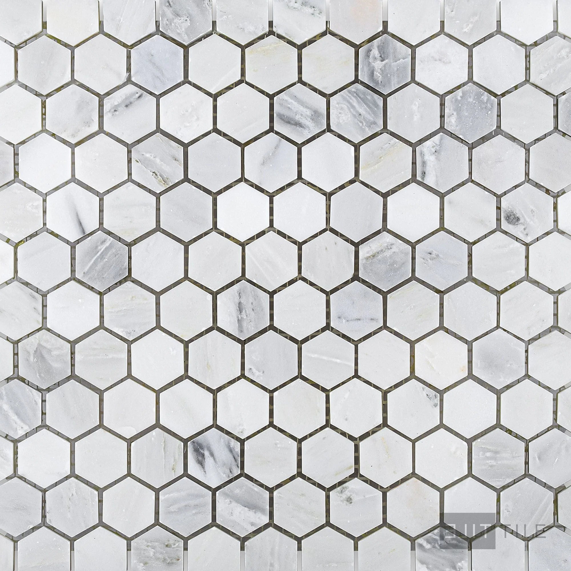 Oriental White Marble 1" Hexagon Honed Mosaic