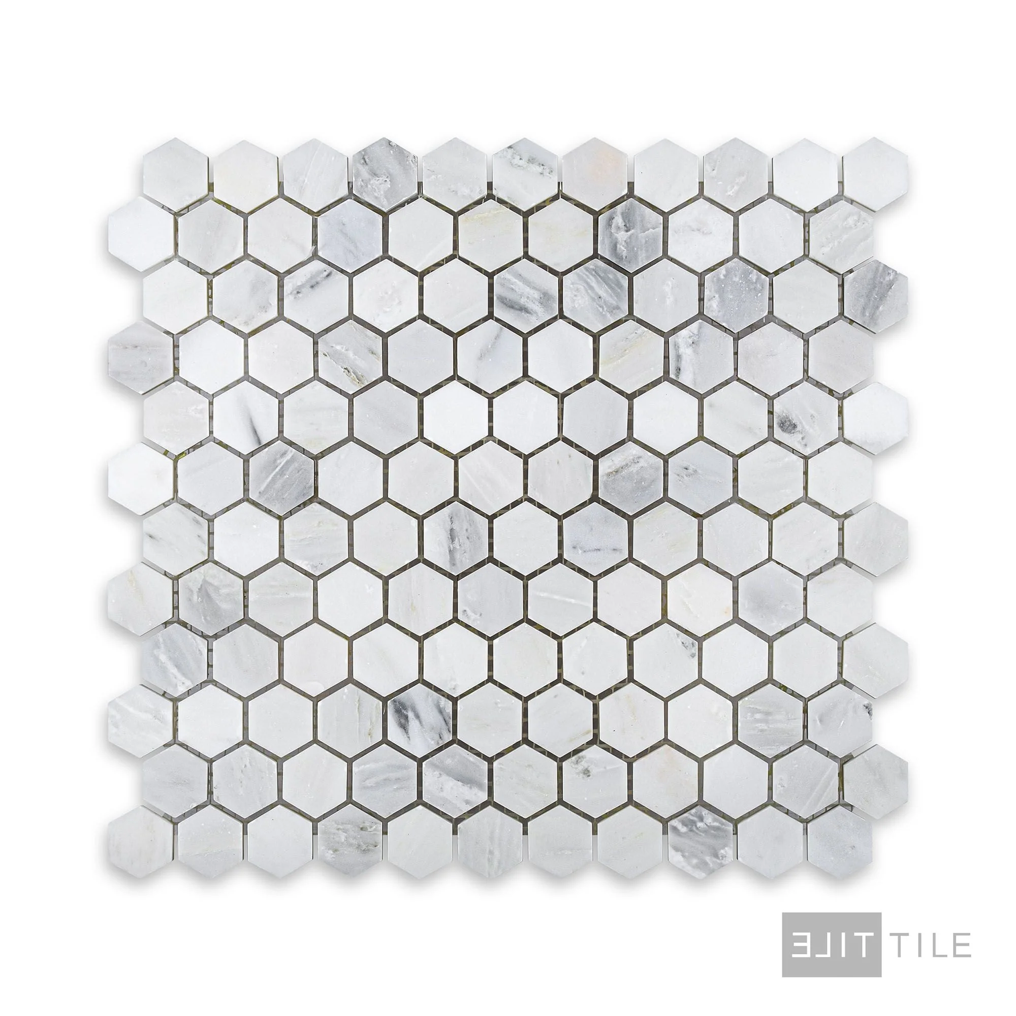 Oriental White Marble 1" Hexagon Honed Mosaic - Image 2