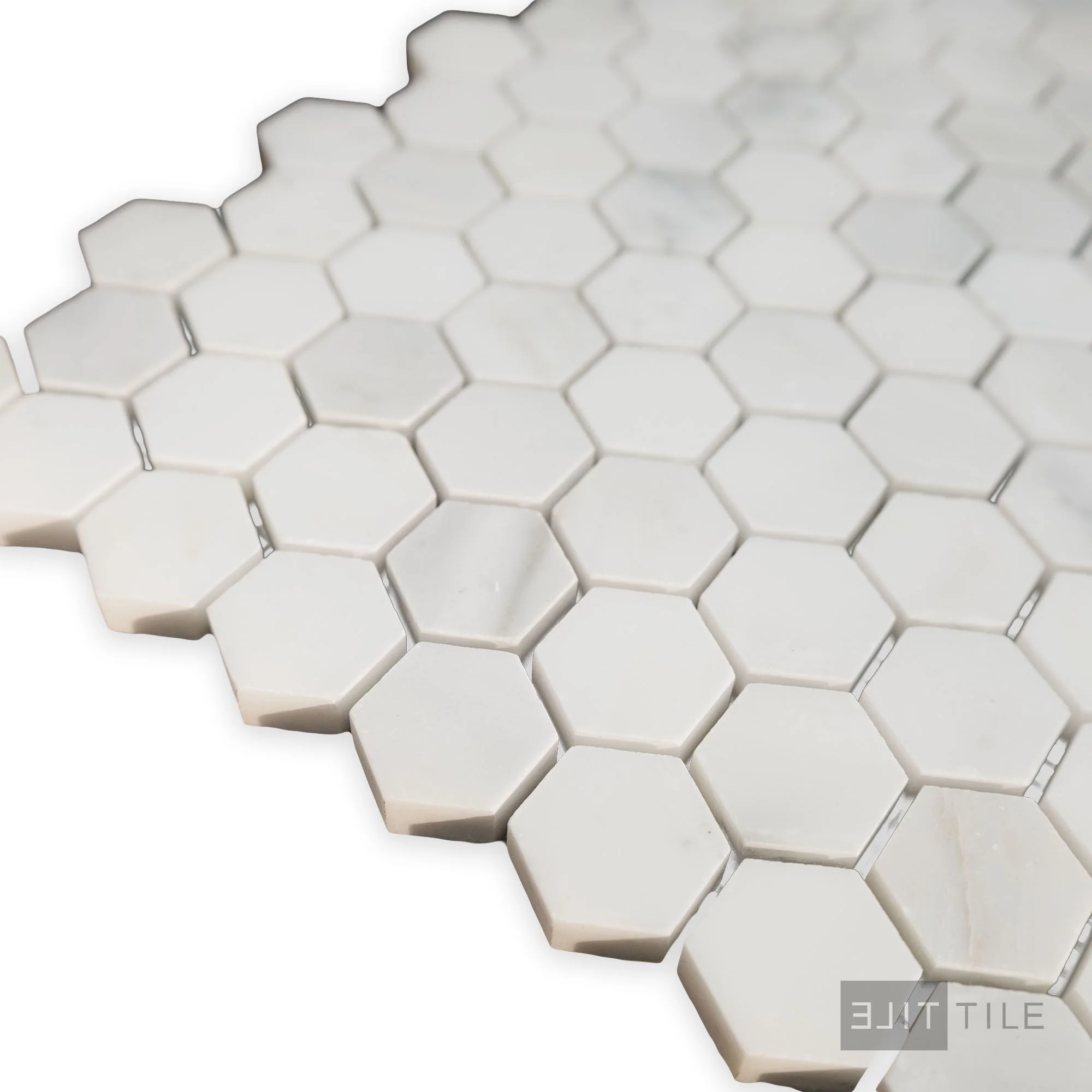 Oriental White Marble 1" Hexagon Honed Mosaic - Image 3