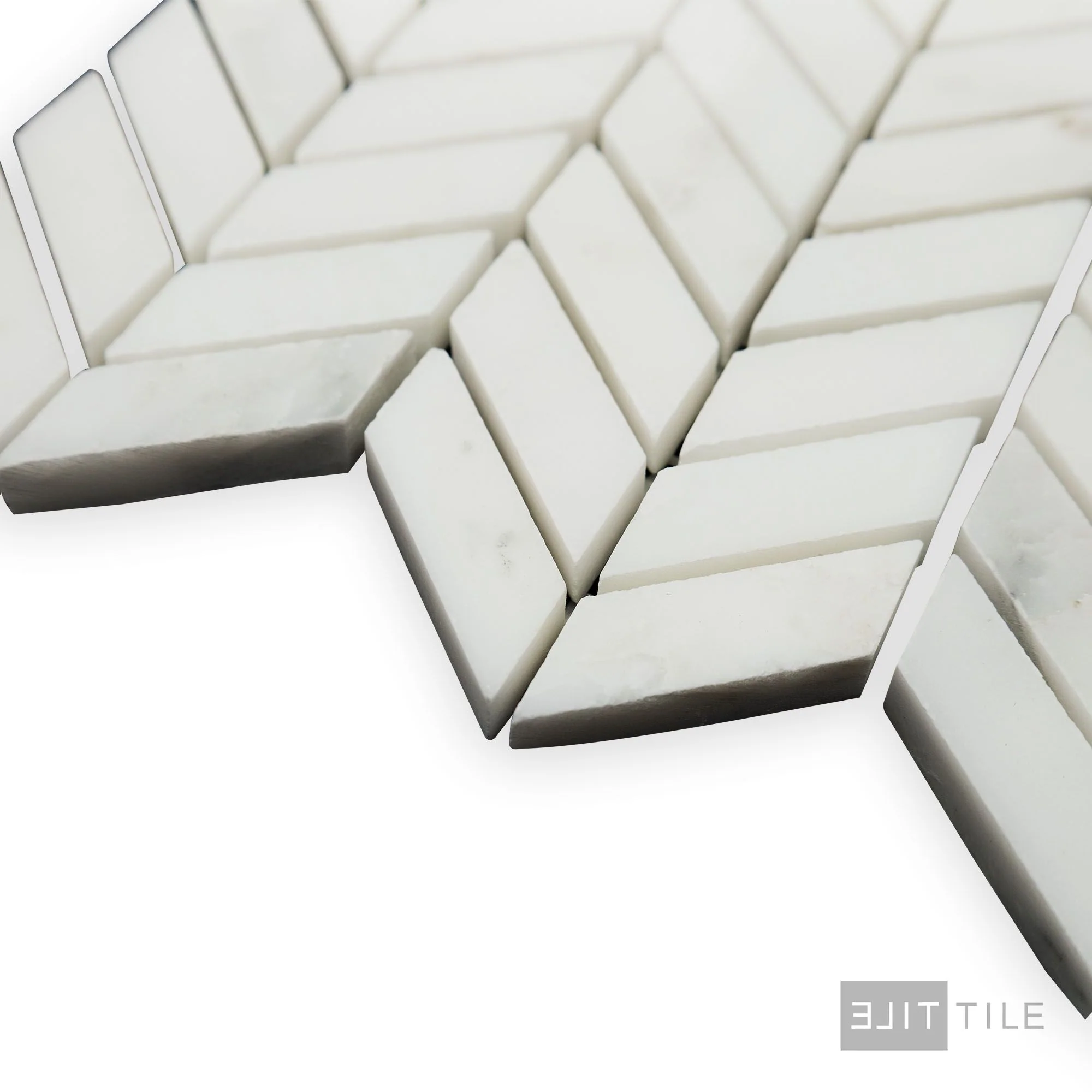 Oriental White Marble Mini Chevron Honed Mosaic - Image 3