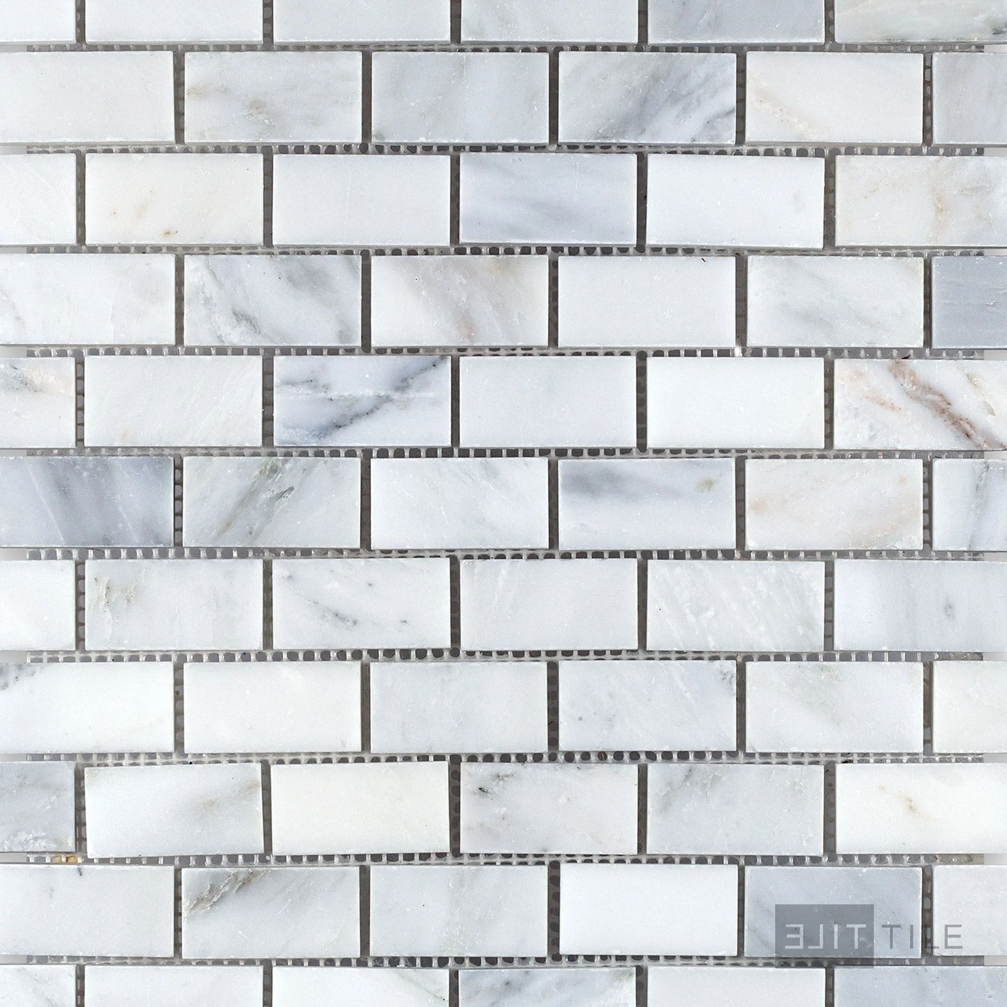 Oriental White Marble 1X2 Brick Honed Mosaic