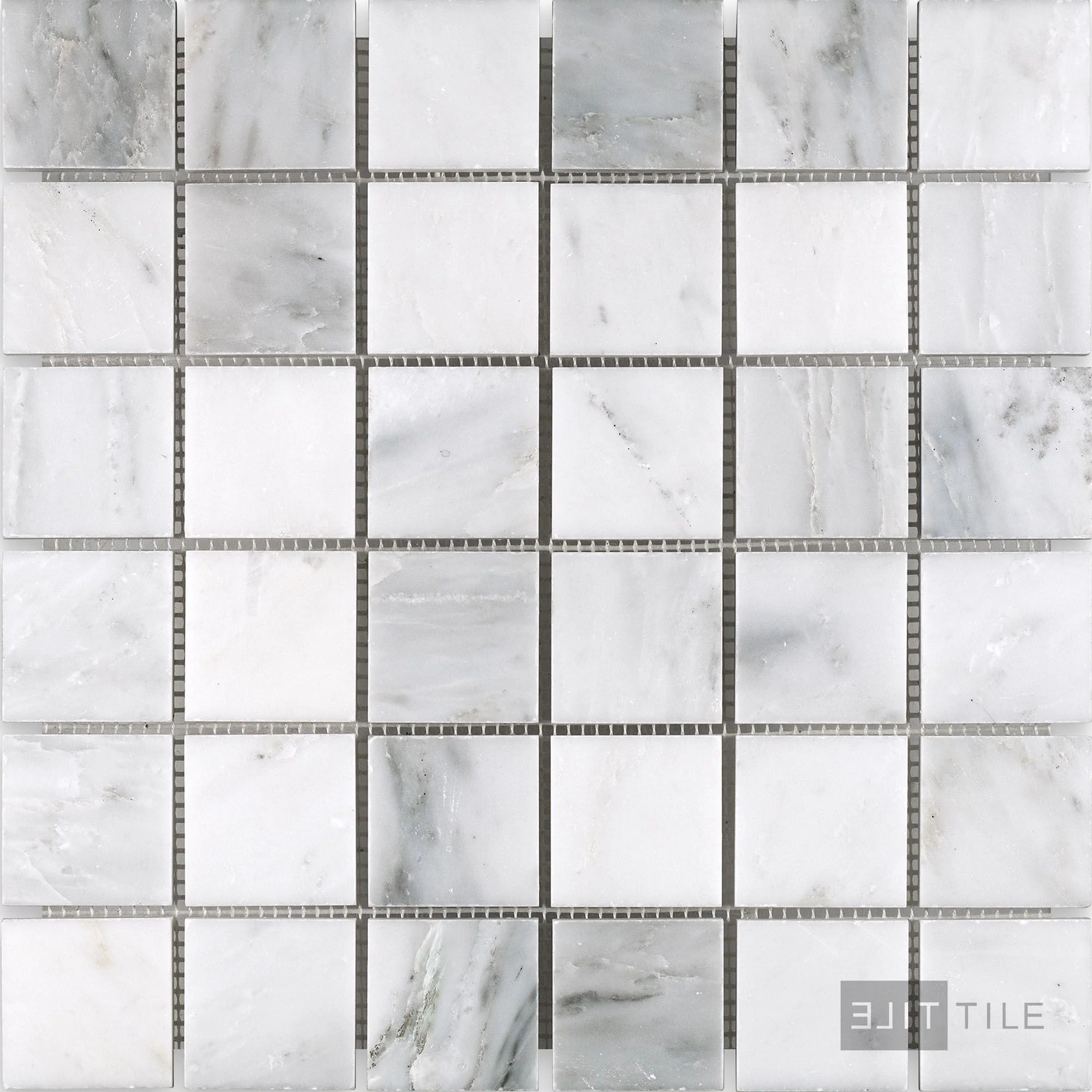 Oriental White Marble 2" Square Honed Mosaic