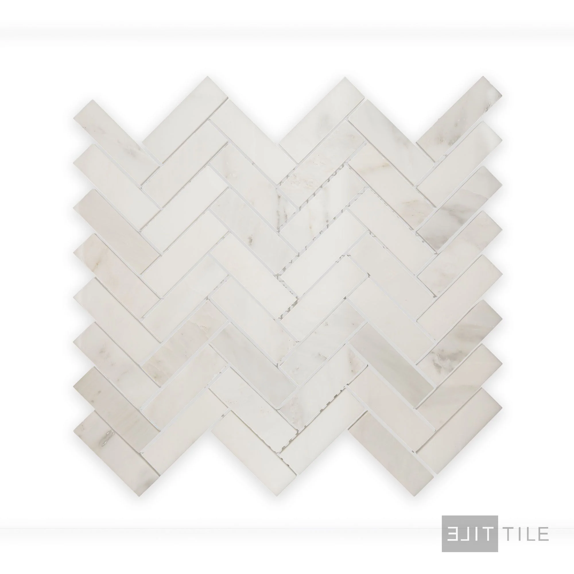 Oriental White Marble 1X3 Herringbone Polished Mosaic - Image 2