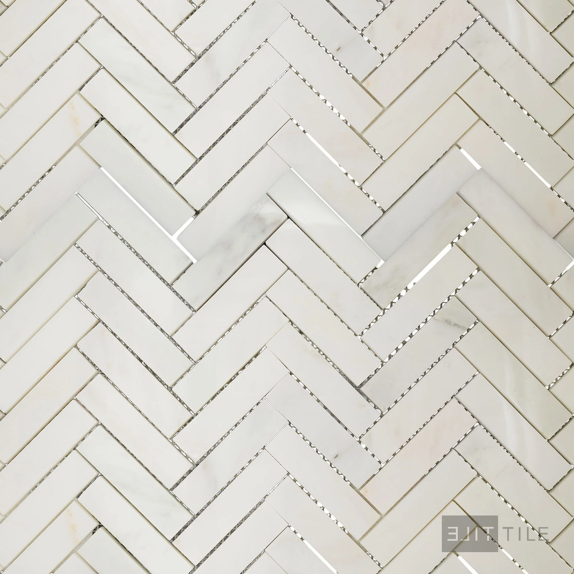 Oriental White Marble 1X4 Herringbone Polished Mosaic
