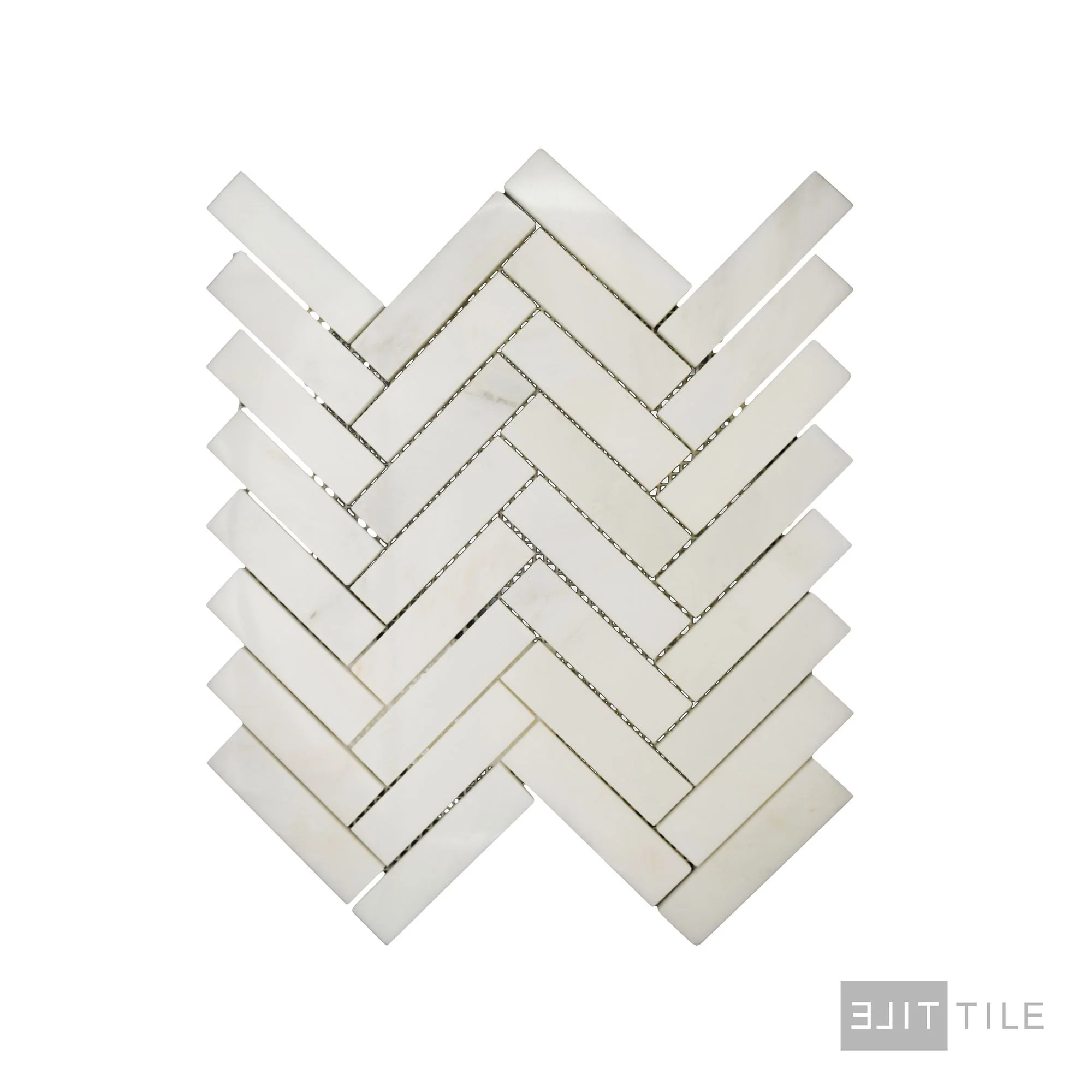 Oriental White Marble 1X4 Herringbone Polished Mosaic - Image 2