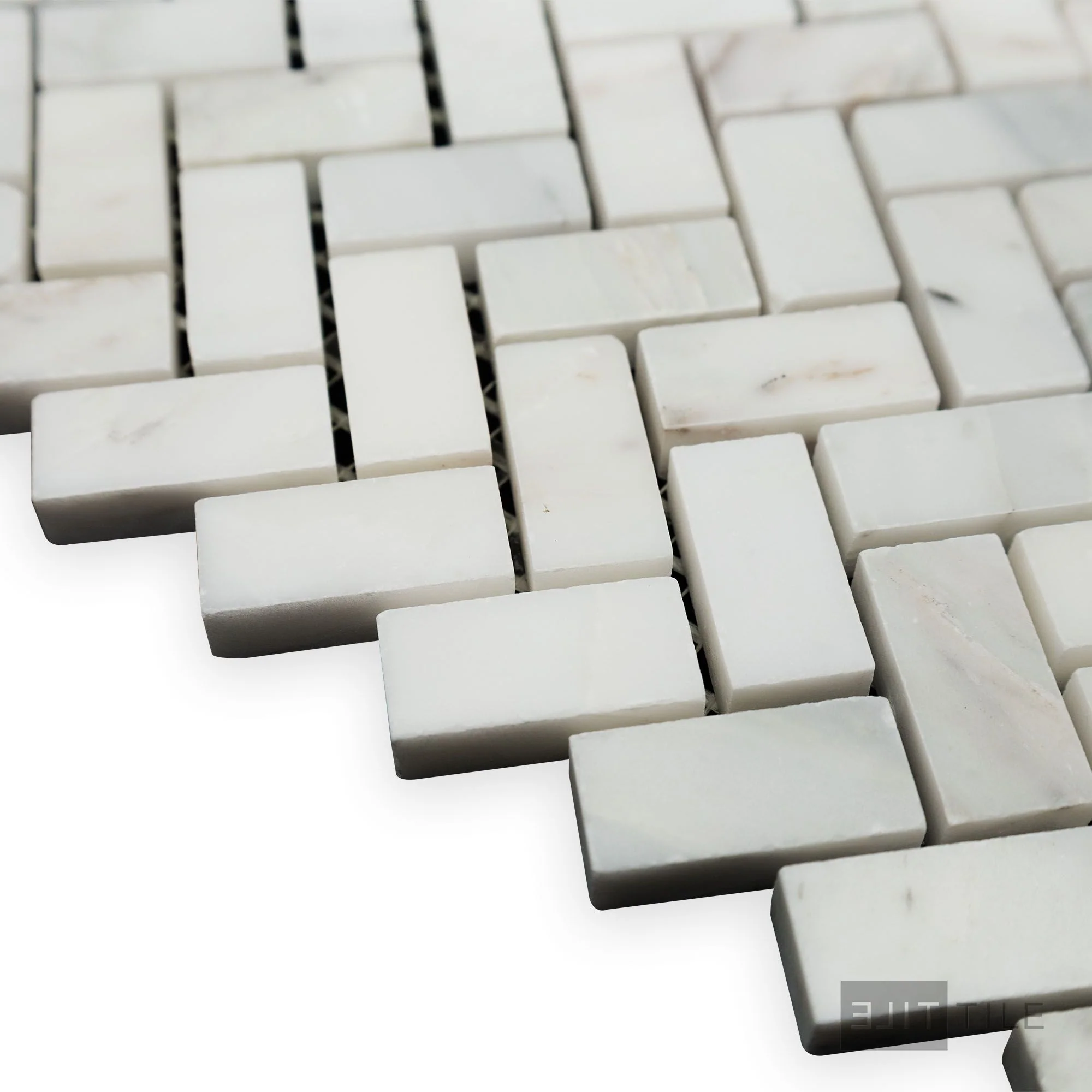 Oriental White Marble 5/8X1-1/4 Herringbone Polished Mosaic - Image 3