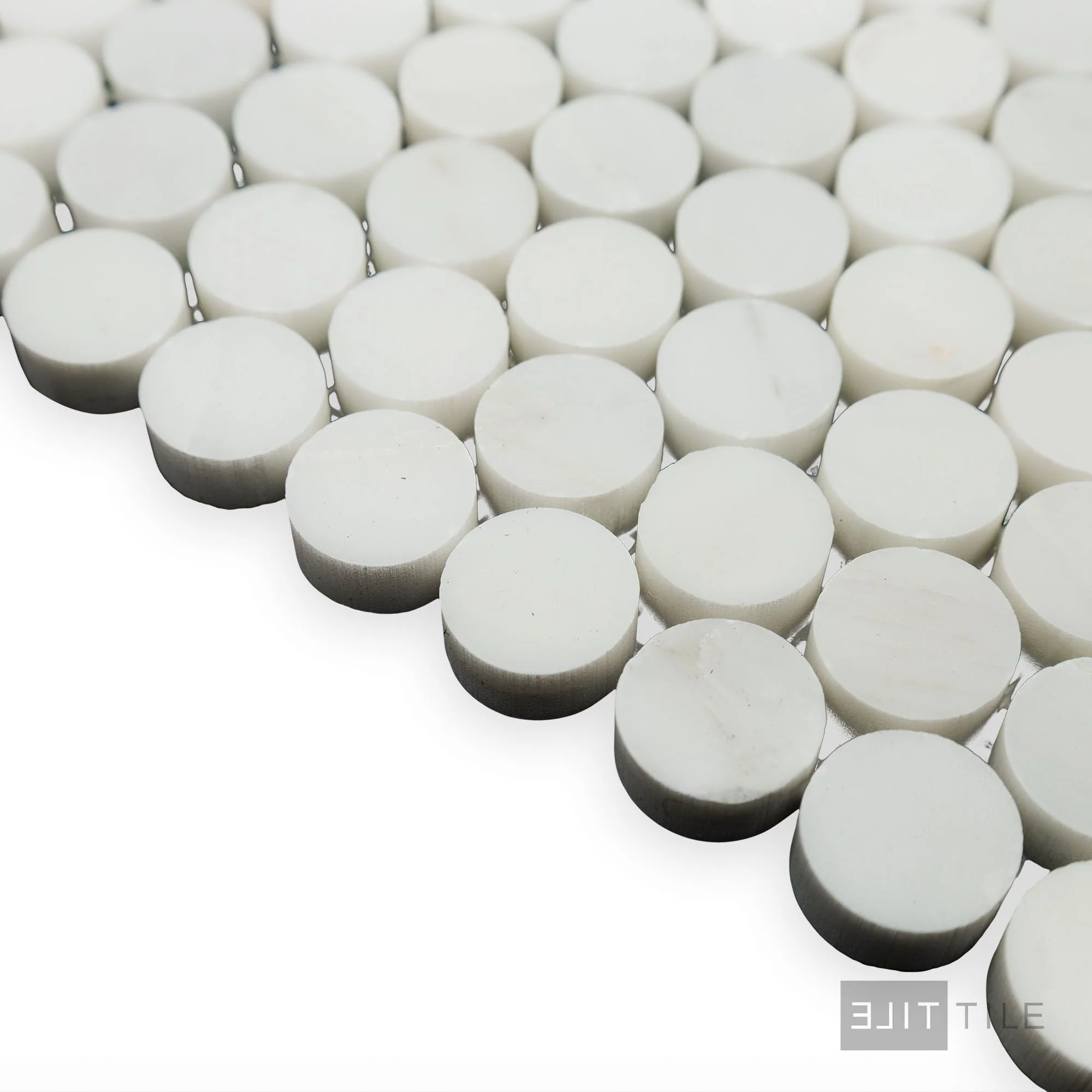 Oriental White Marble 3/4" Penny Round Polished Mosaic - Image 3