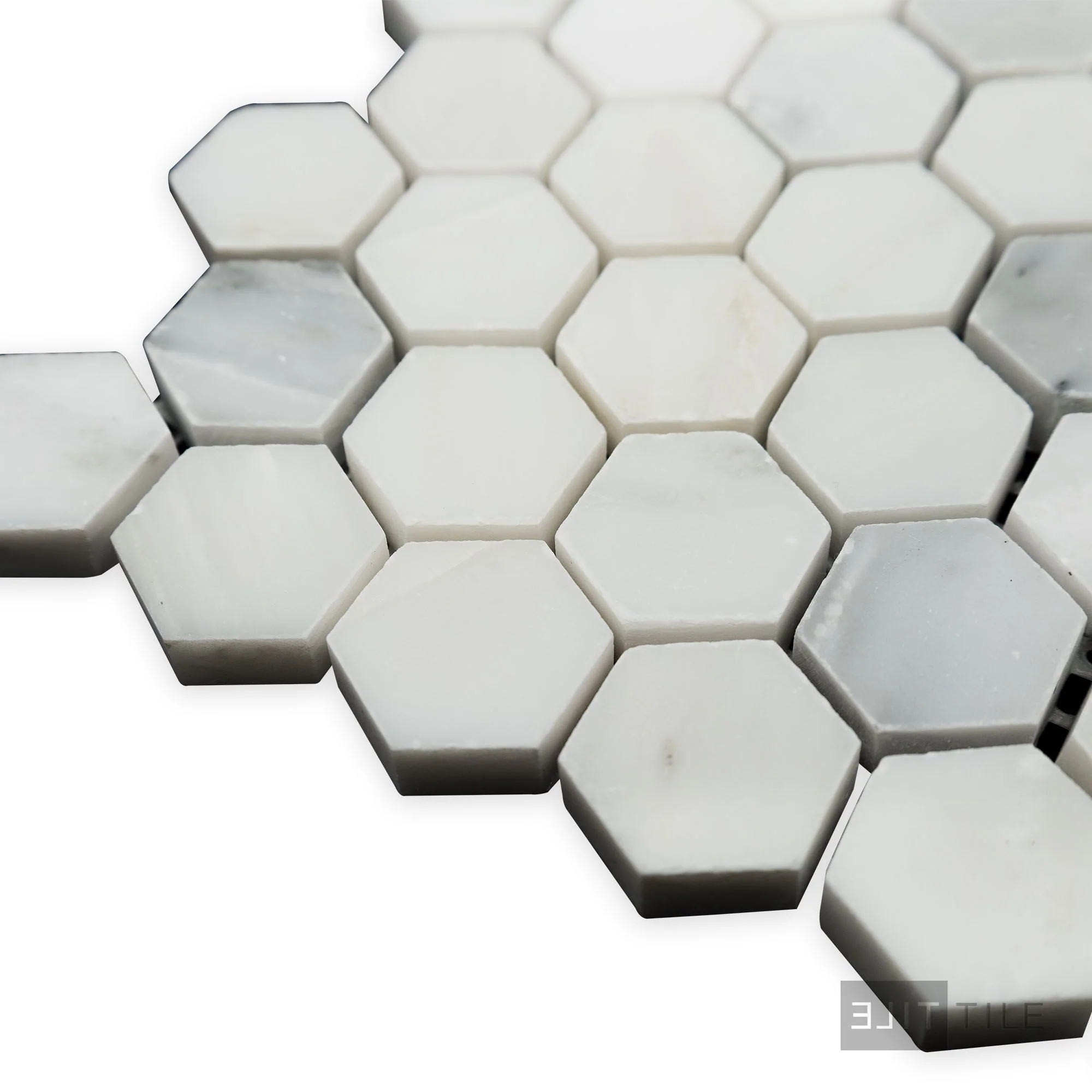 Oriental White Marble 1" Hexagon Polished Mosaic - Image 3