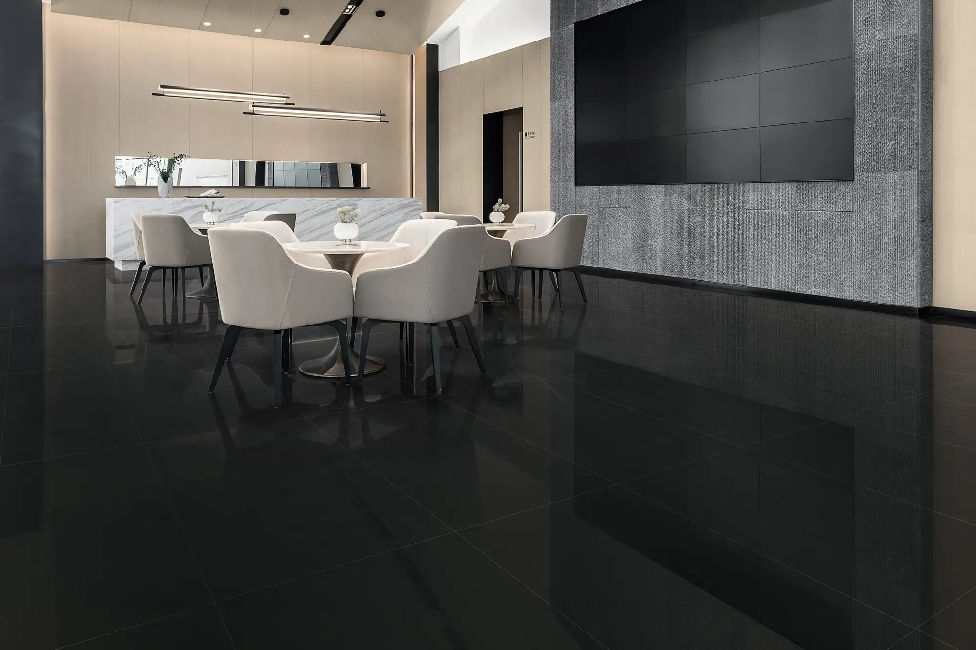 Pearl Porcelain Large Format Field Tile 24X48 Super Black Polished - Image 2