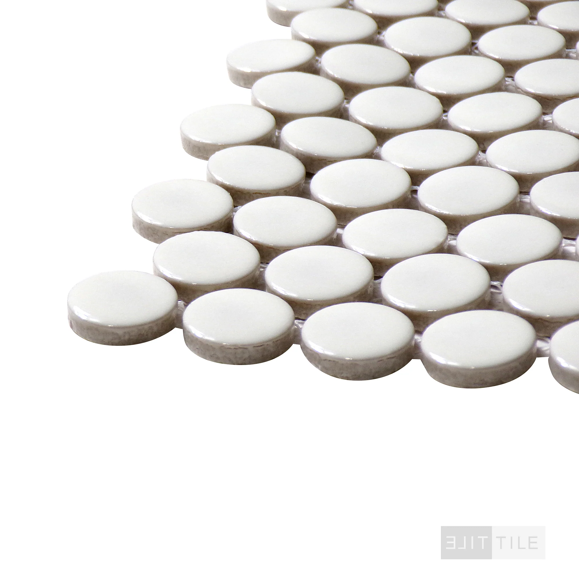 Penny Round Mosaic 11X12 Almond Glossy - Image 4