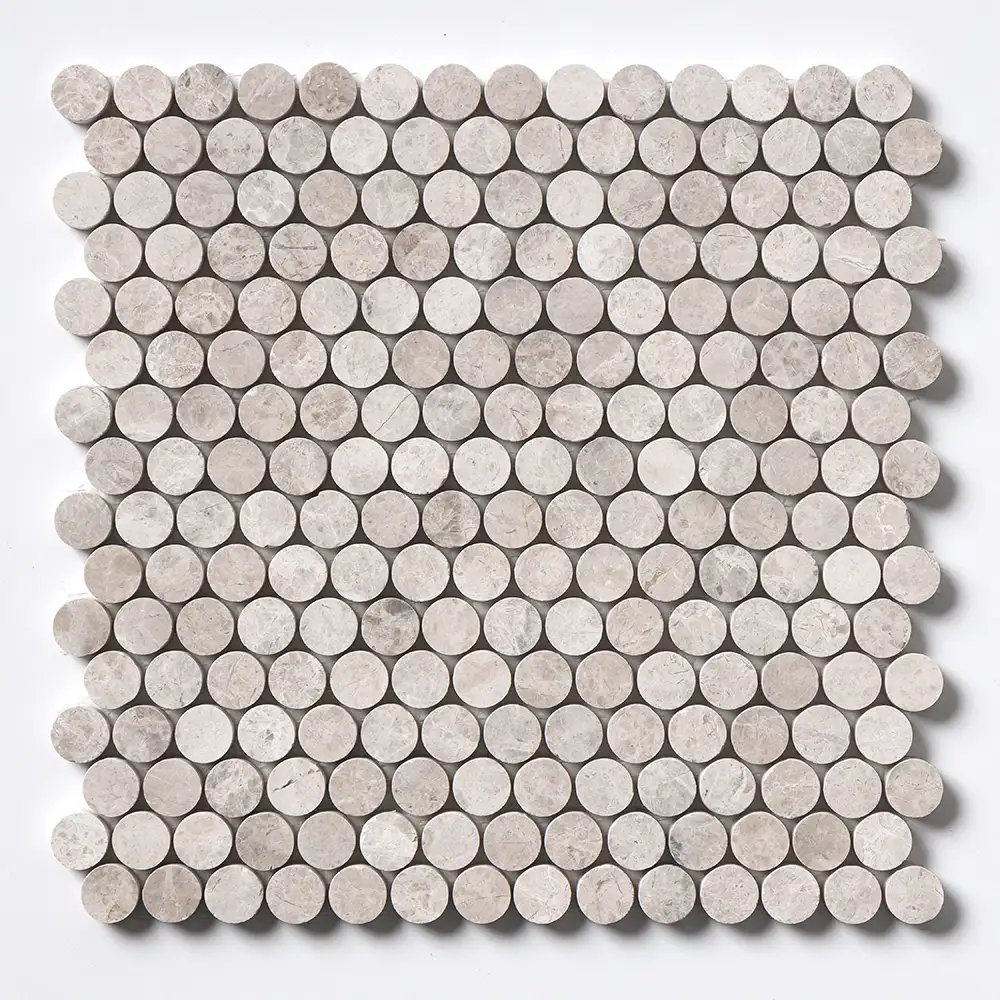 Penny Round Mosaic Collection 11.25X11.75 Silver Shadow Honed - Image 2