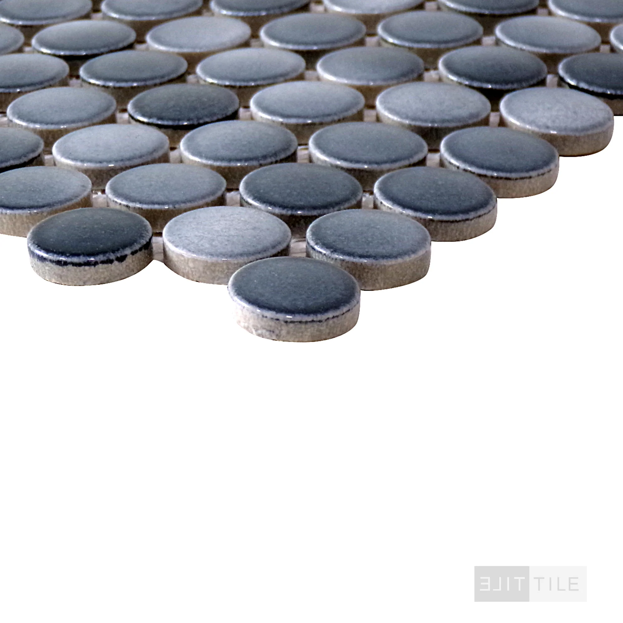 Penny Round Mosaic 11X12 Grigio Mix Glossy - Image 3