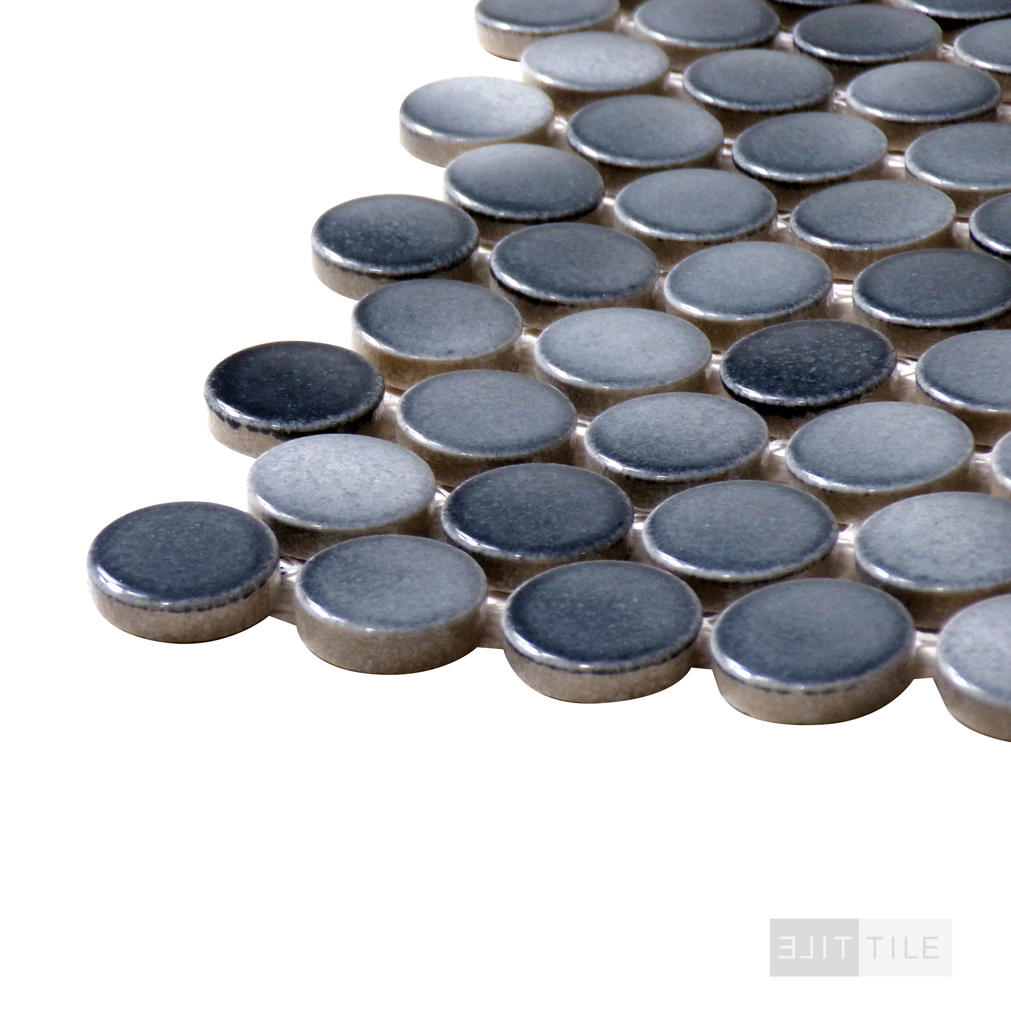 Penny Round Mosaic 11X12 Grigio Mix Glossy - Image 4