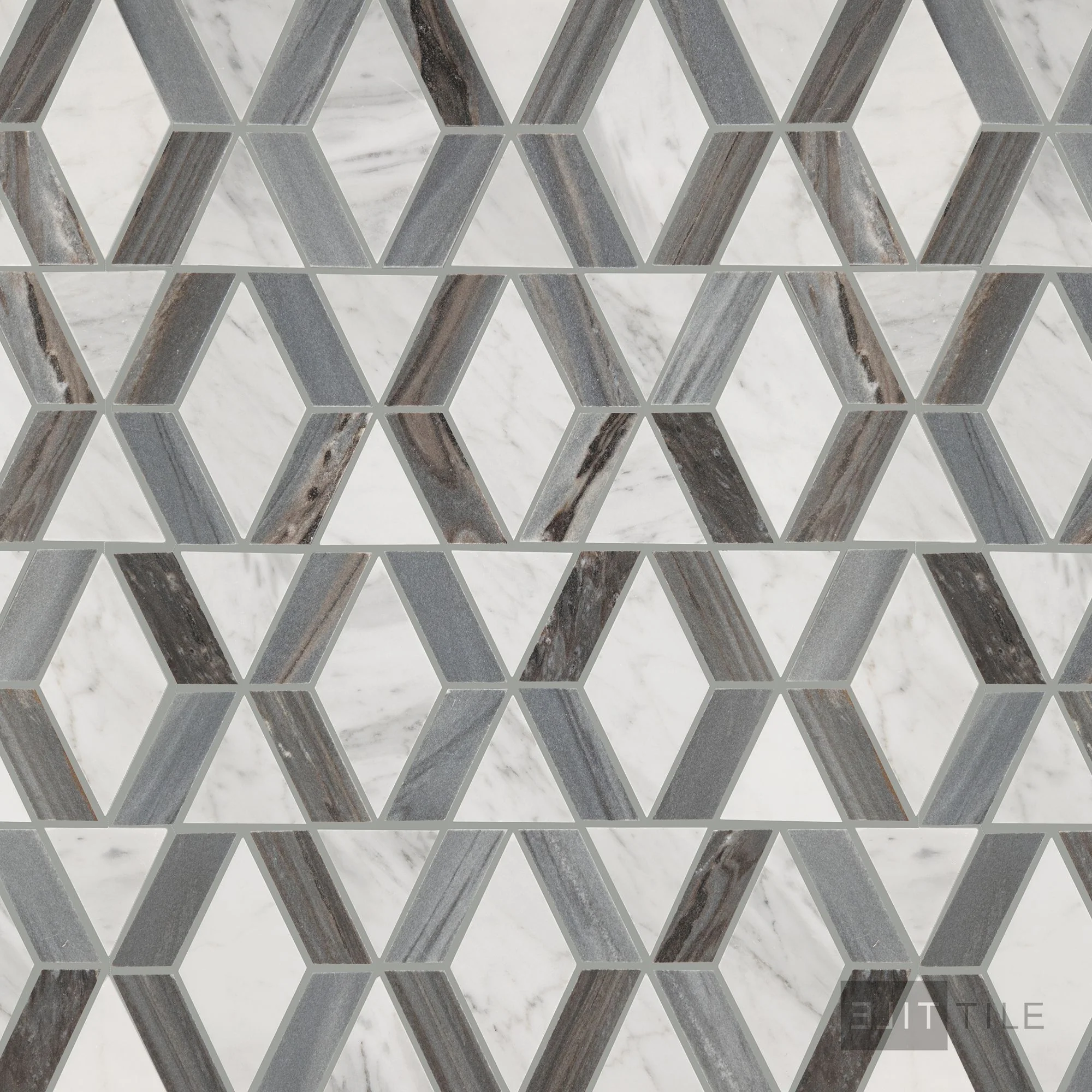Perfit Mosaix Natural Stone Mosaic Hinge 18X12 Ashen Palissandro & Carrara Wh Polished