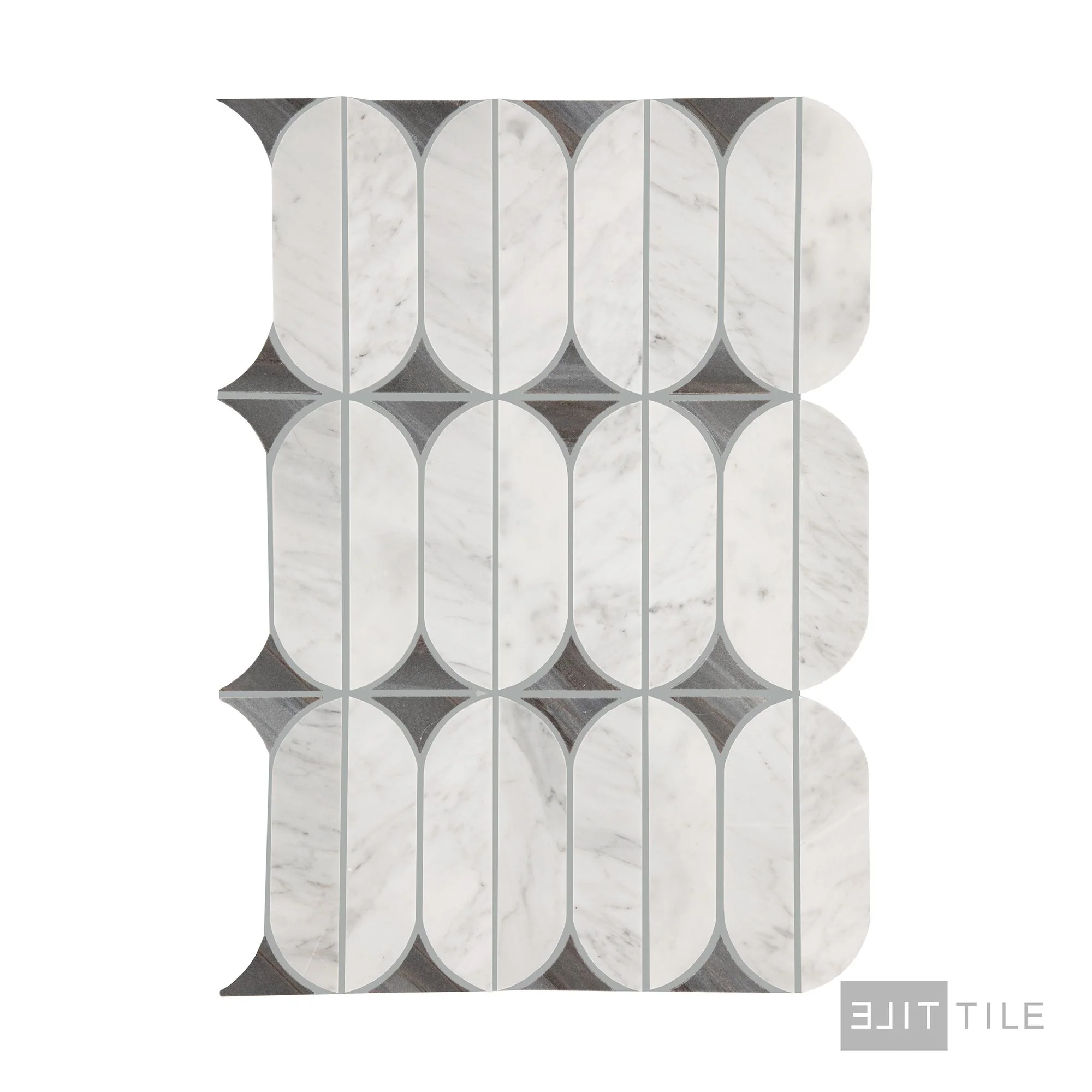Perfit Mosaix Natural Stone Mosaic Spring 18X12 Ashen Palissandro & Carrara Wh Polished - Image 3