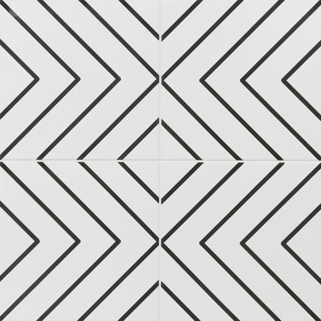 Pop Culture Diagonal Square 8X8 Black/White Matte