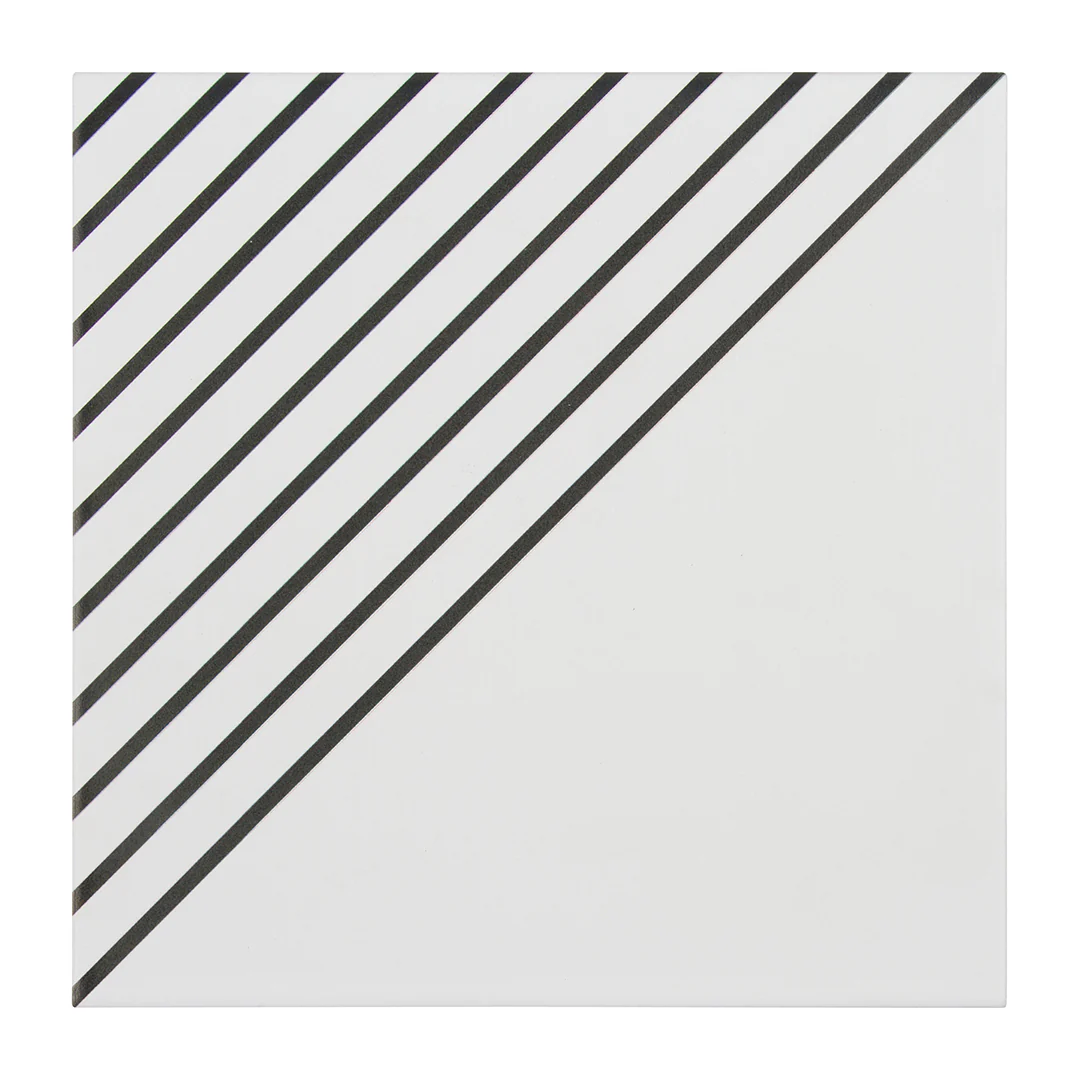 Pop Culture Half Line Square 8X8 Black/White Matte - Image 3