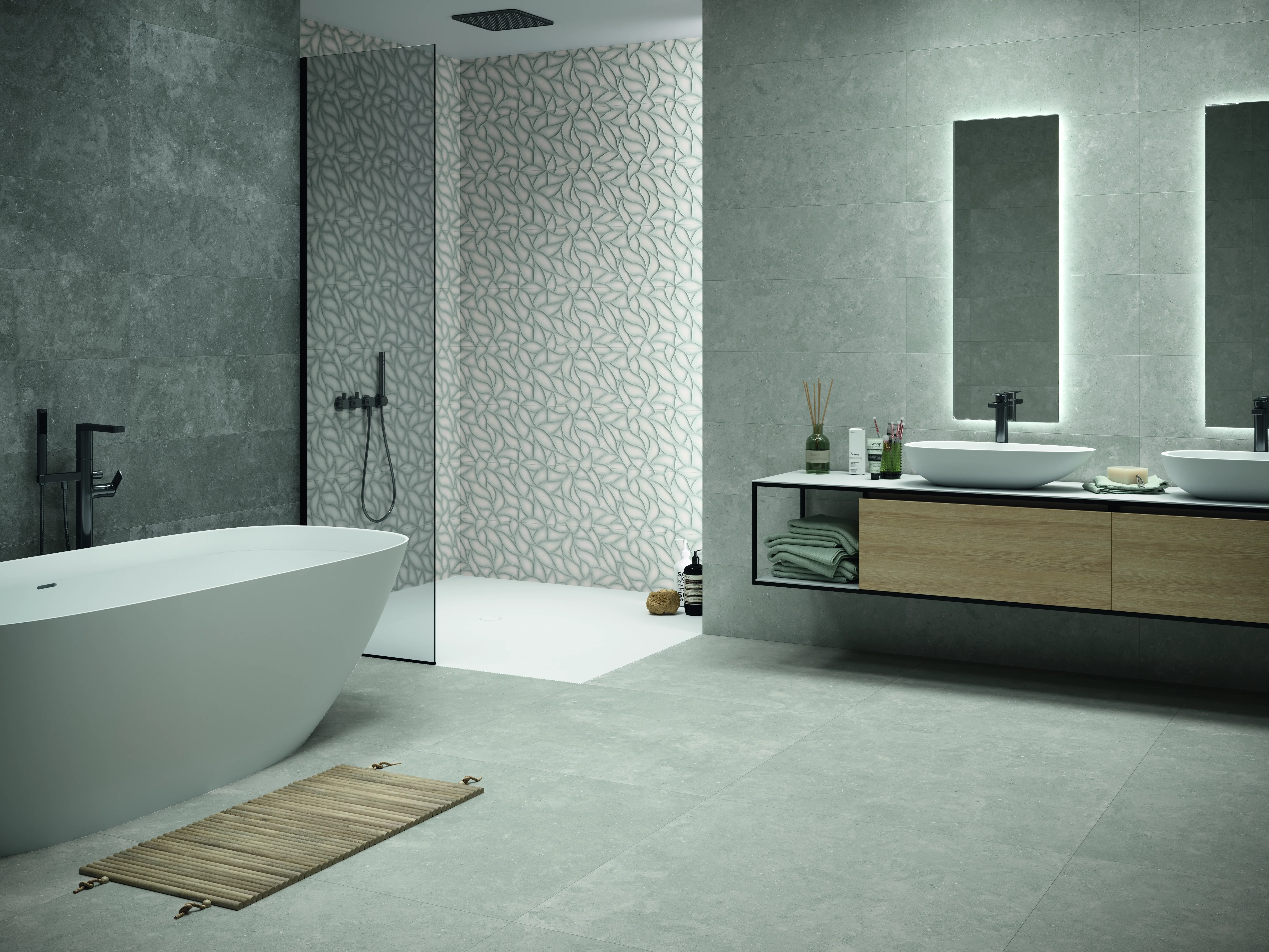 Porcelanite -Wall 9541 Releive 12X36 Gris Matte - Image 2