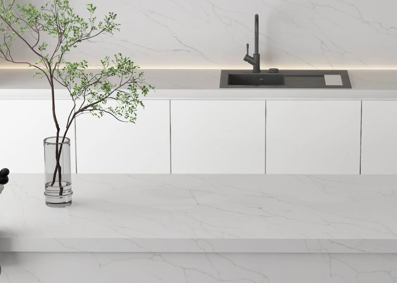 Quartz Prefab Countertop Right 9'X2' Bella Calacatta Polished - Image 2