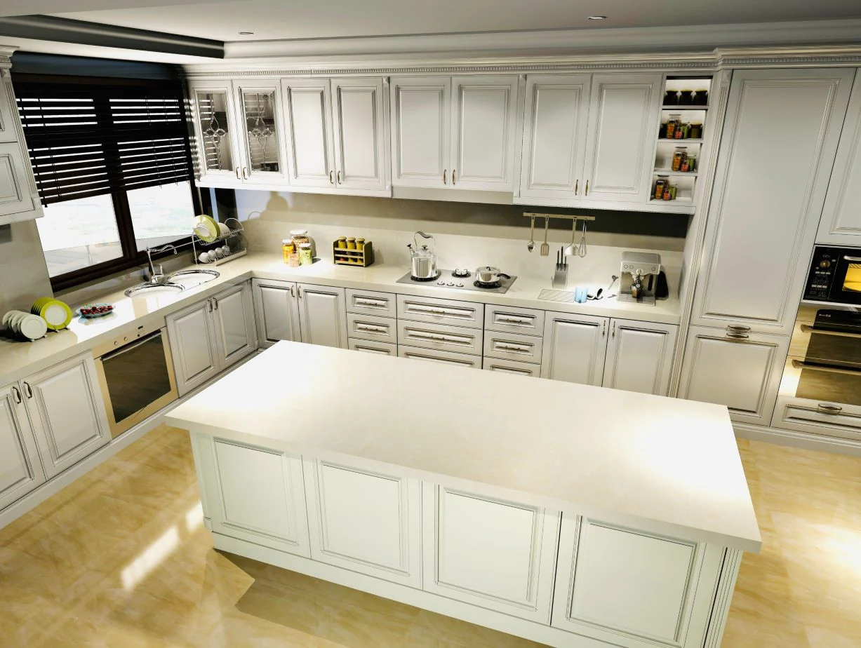 Quartz Prefab Countertop Right 9'X2' Crema Marfil Polished - Image 2