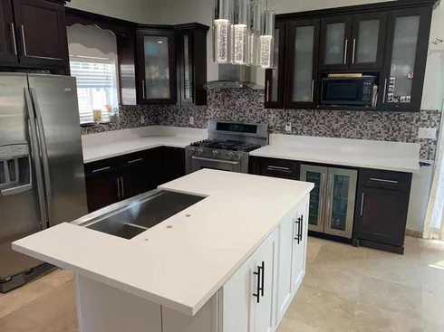 Quartz Prefab Countertop Right 26X110 Pure White Polished - Image 3