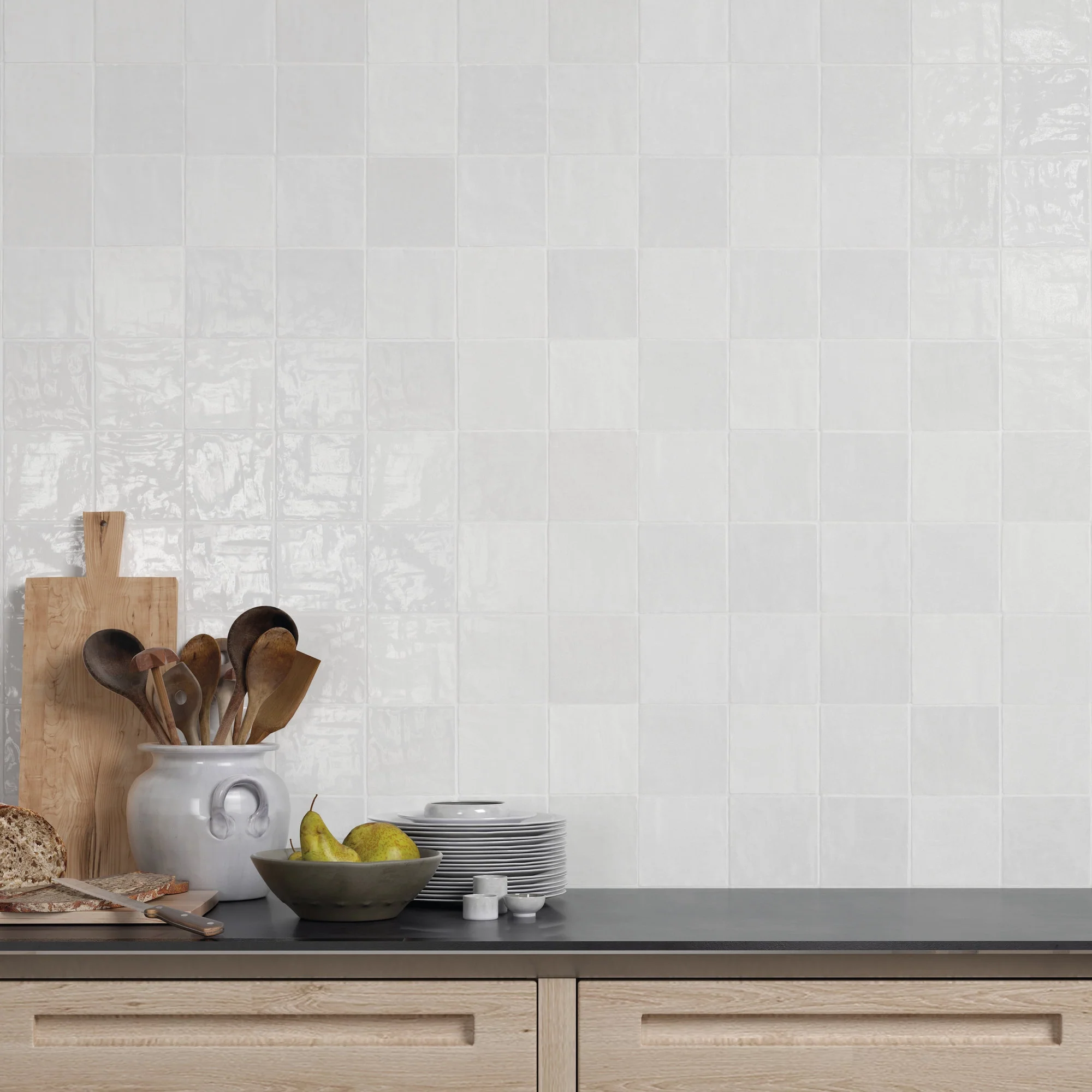 Riad Wall Tile 4X4 White Glossy - Image 2