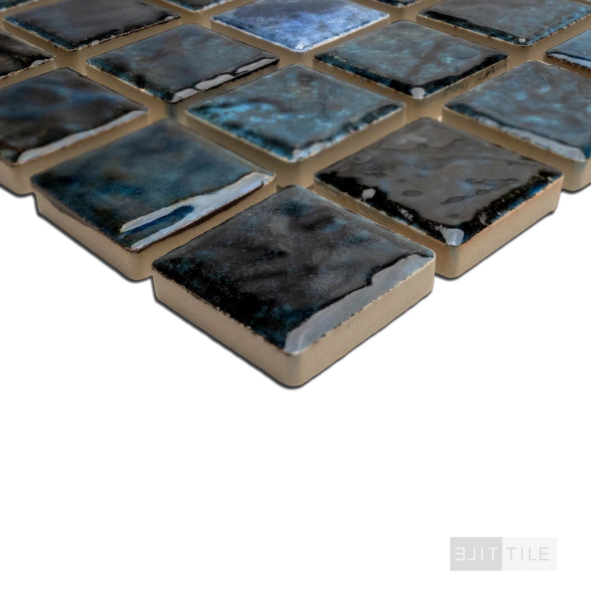 Saga 1-1/8X1-1/8 Square Blue Blend Semi Gloss Mosaic - Image 4