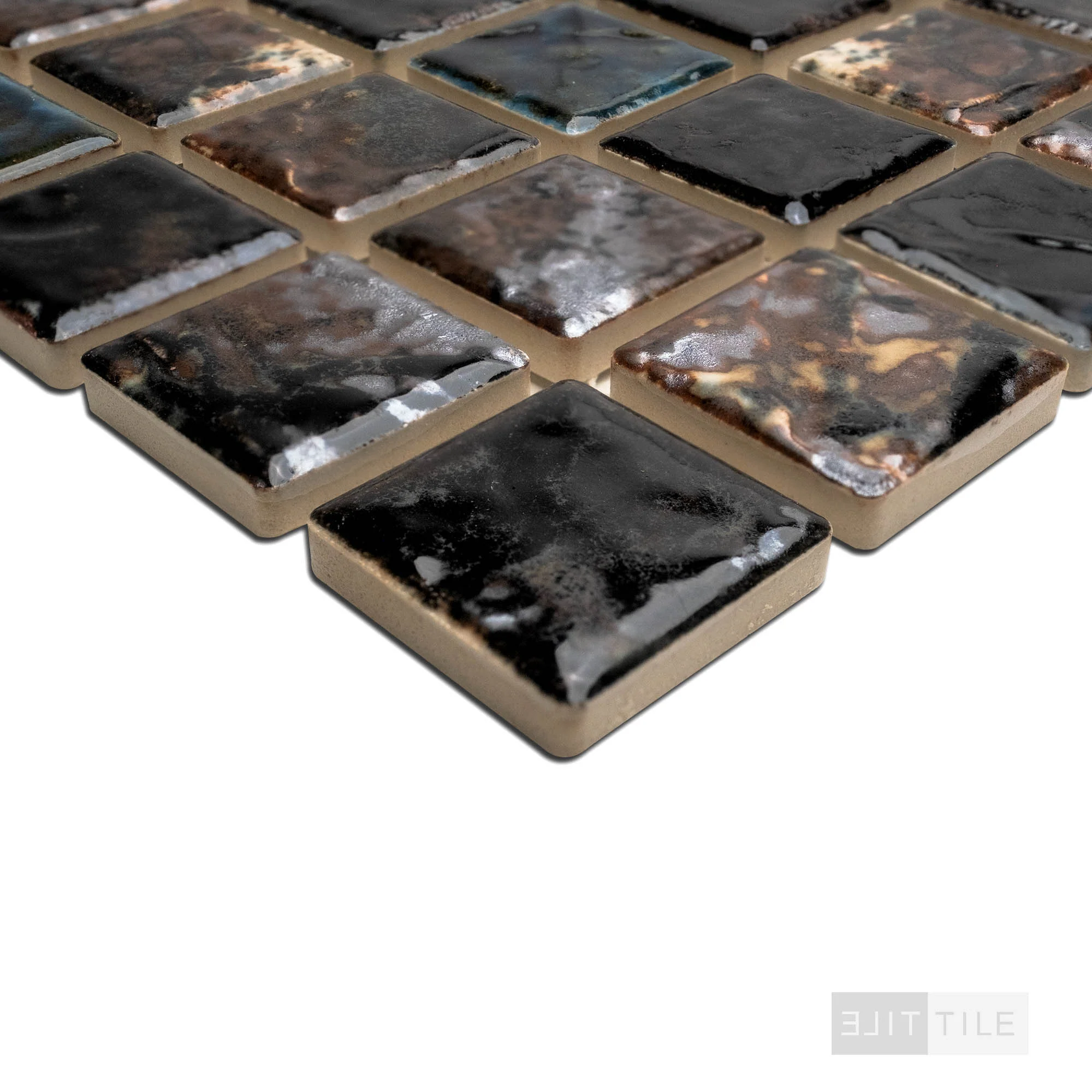 Saga 1-1/8X1-1/8 Square Bronze Blend Semi Gloss Mosaic - Image 4