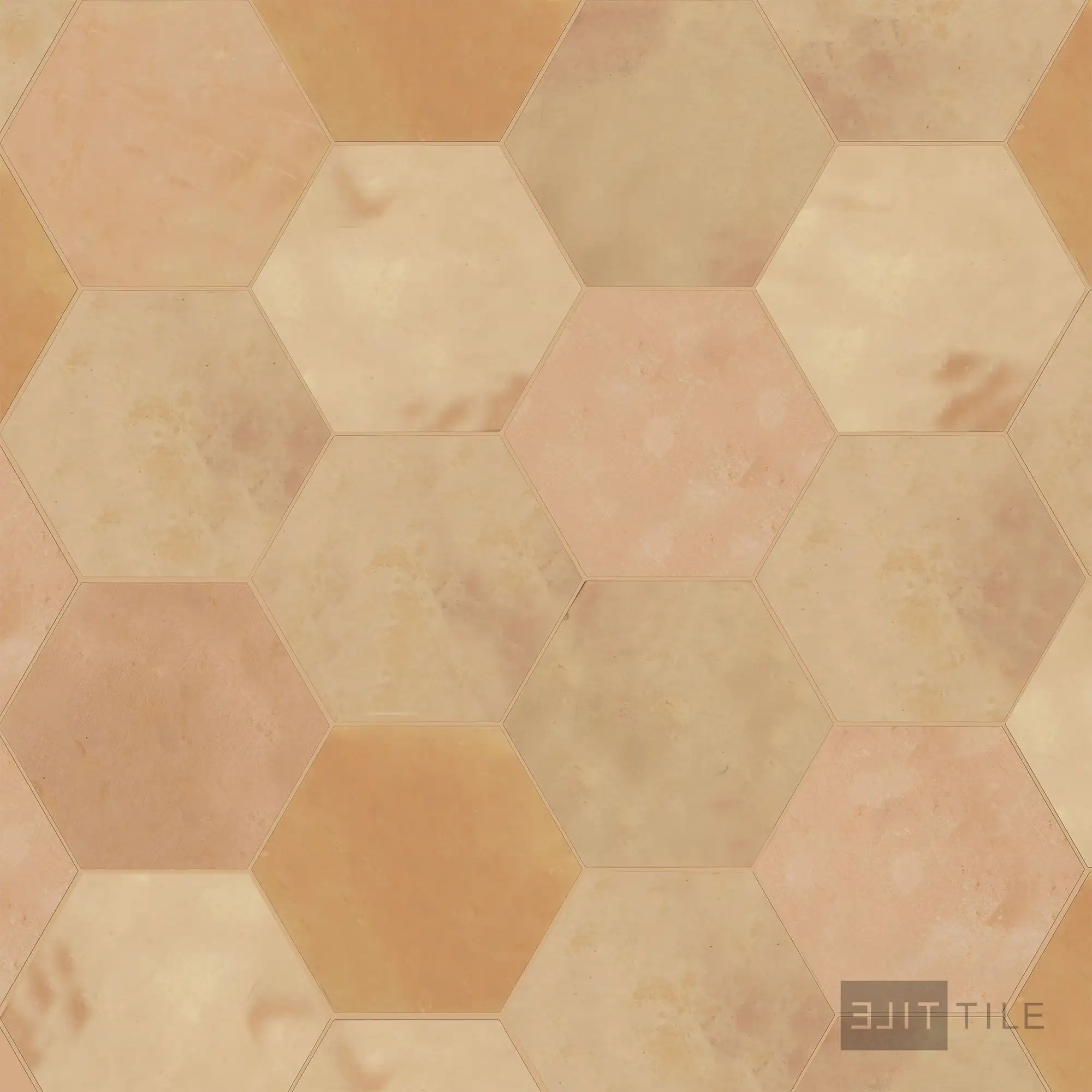 Saltillo Regular Hexagon Terracotta Paver 12X12 Salmon Natural