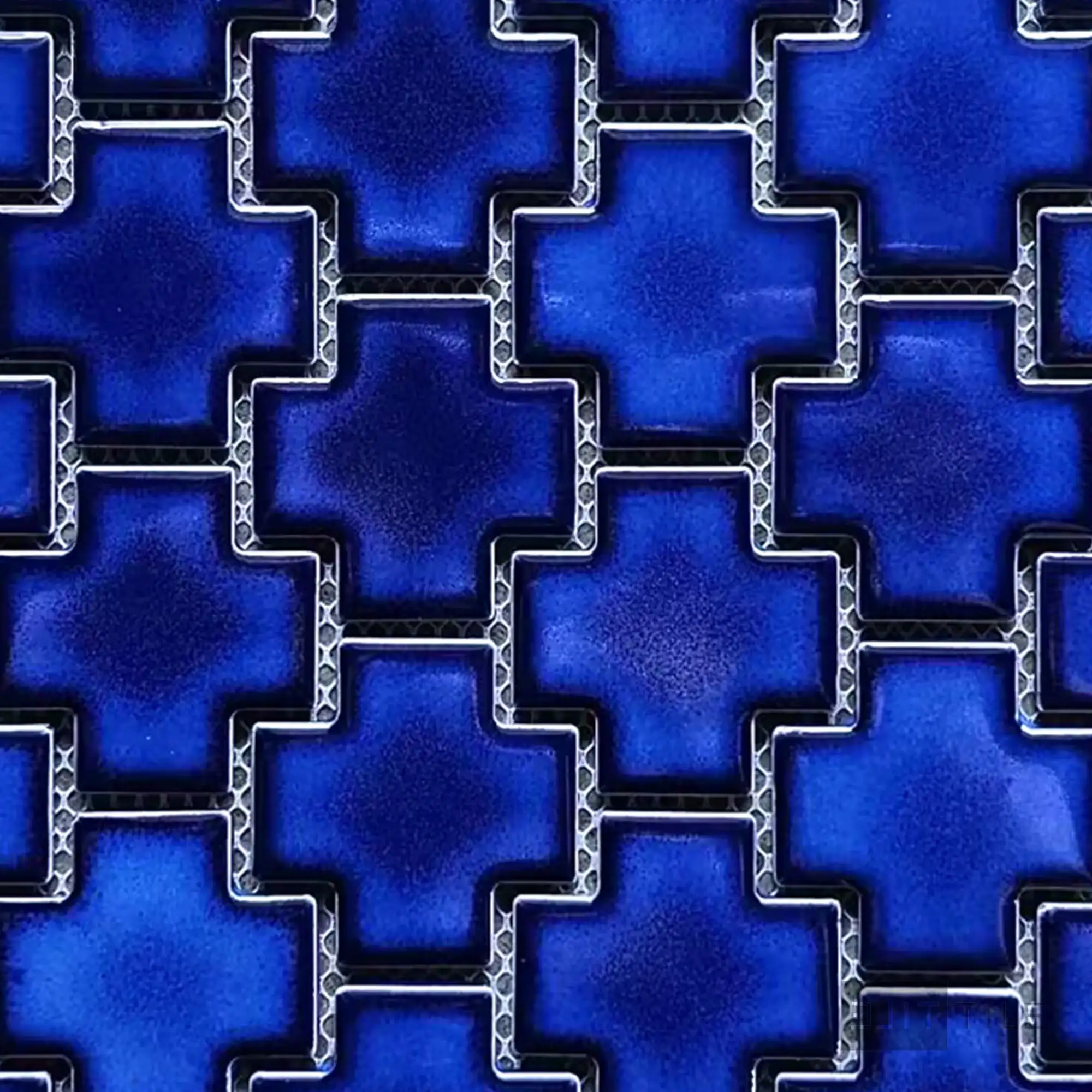 Shapes Cross Porcelain Mosaic 2X2 Cobalt Blue Matte
