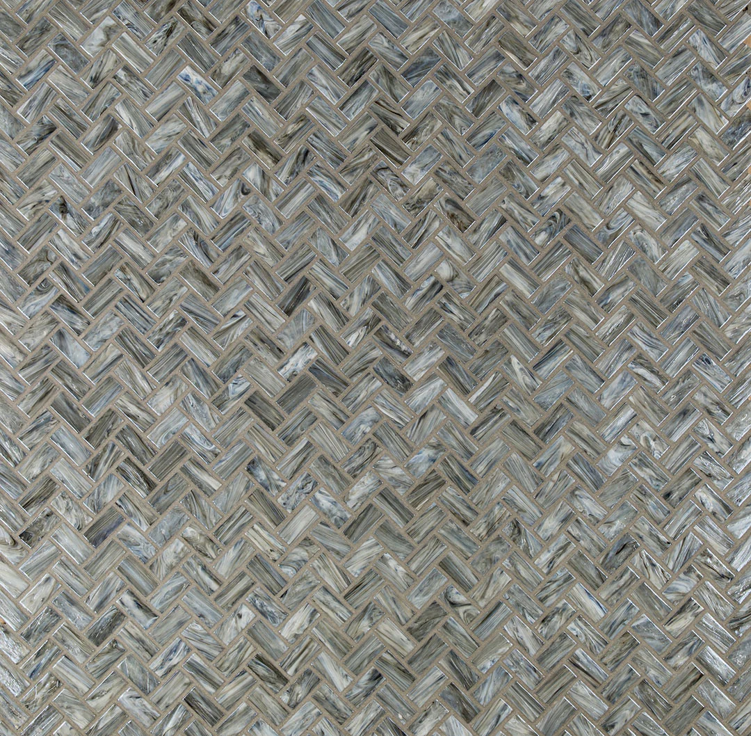 Shimmer Herringbone Mosaic 12X12 Driftwood Textured